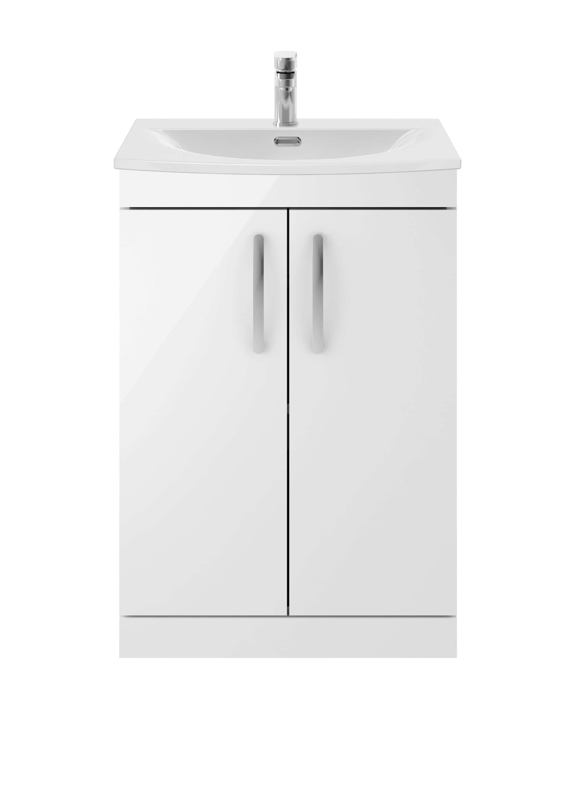 White bathroom vanity with sink and storage cabinet - ideal for modern bathrooms seeking stylish functionality and space-saving solutions. Perfect for contemporary bathroom décors.