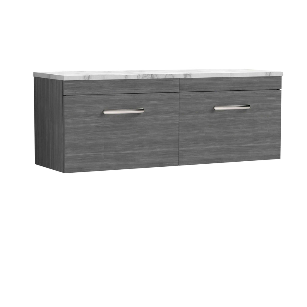 Nuie Athena 2 Drawer Wall Hung Vanity Unit With Worktop - 1200mm