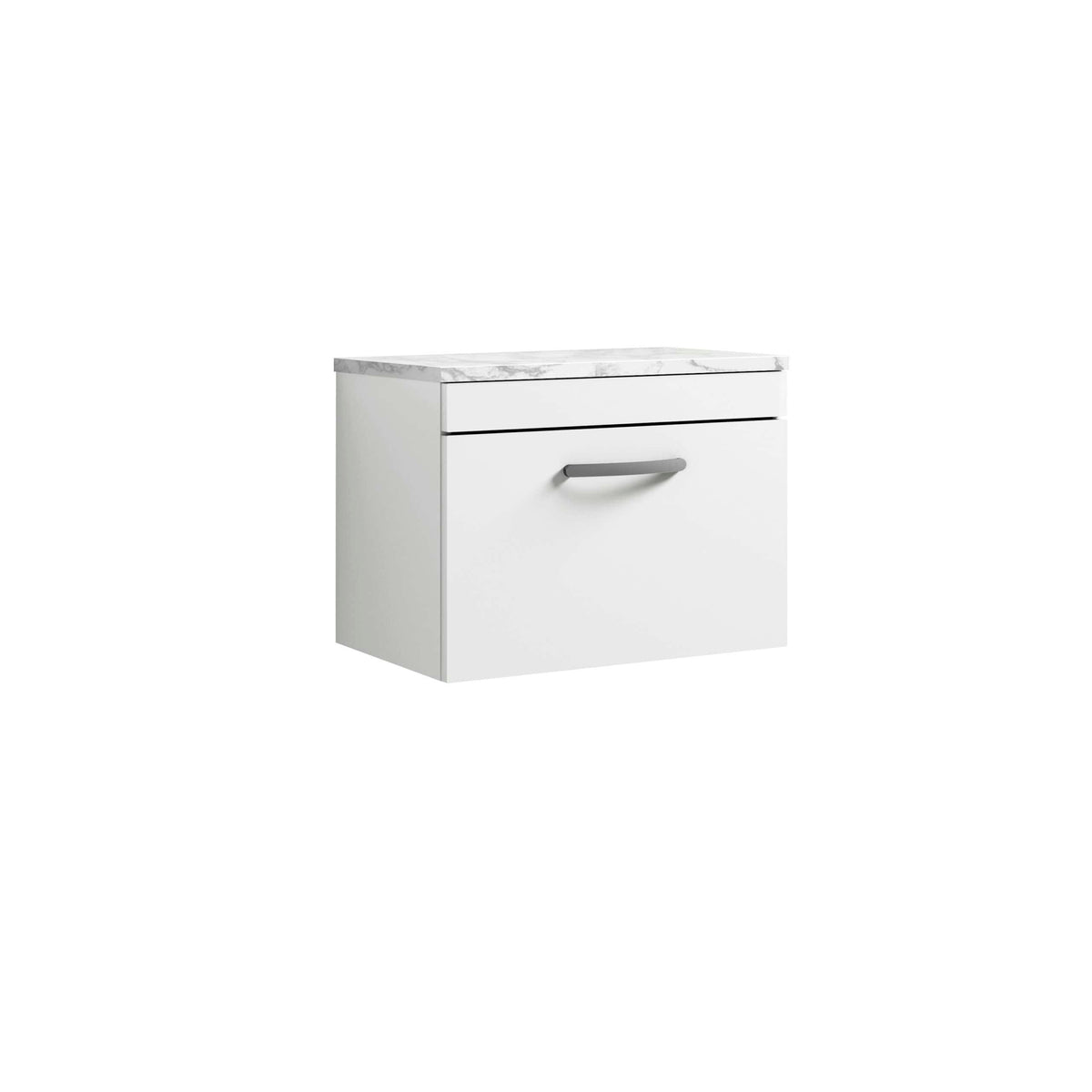 Nuie Athena 1 Drawer Wall Hung Vanity Unit With Carrera Marble Worktop