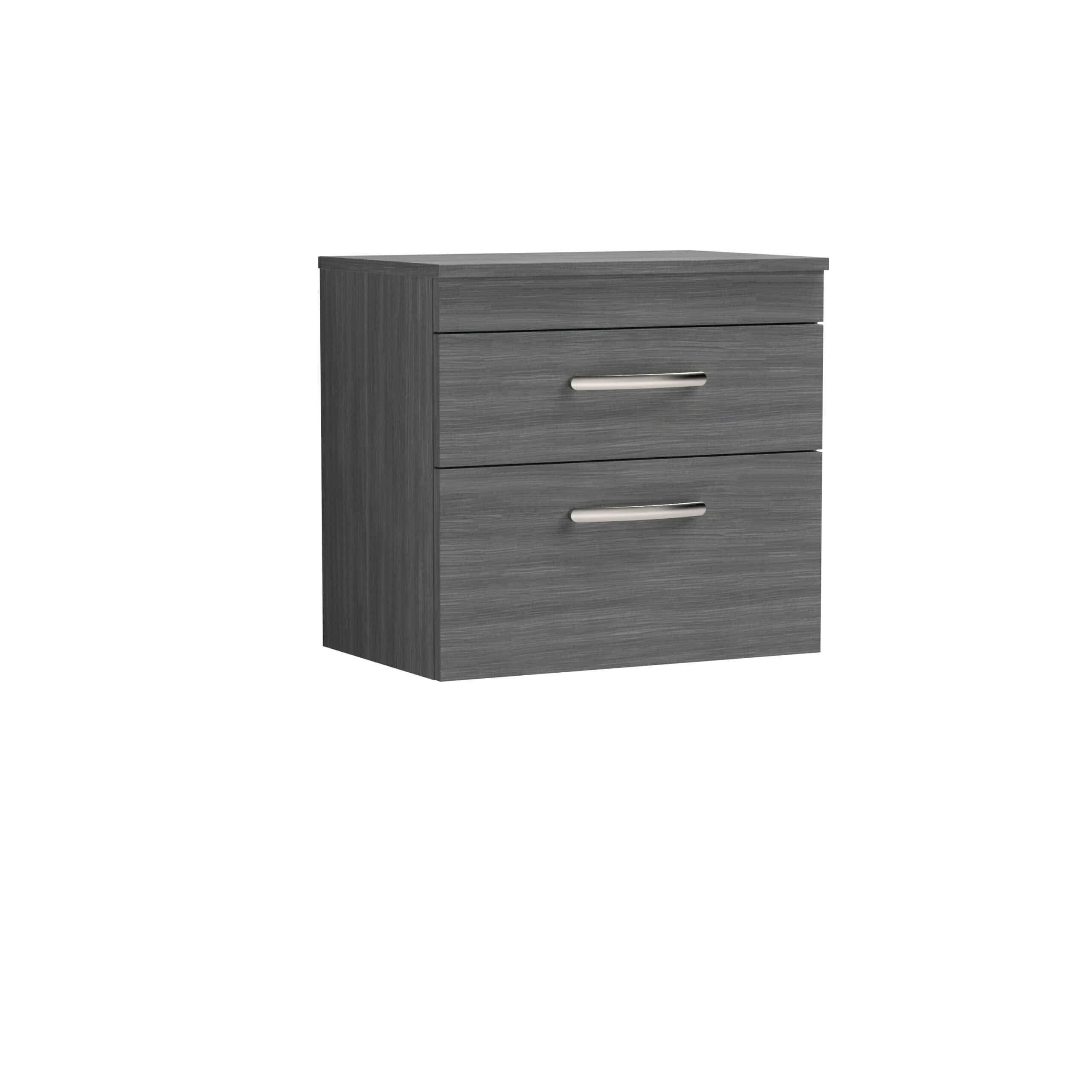 Stockholm Grey Bathroom Cabinet with 2 drawers, modern storage solution, durable grey wood finish. Ideal for bathroom organisation, sleek design, and practical storage. Perfect for contemporary bathrooms.