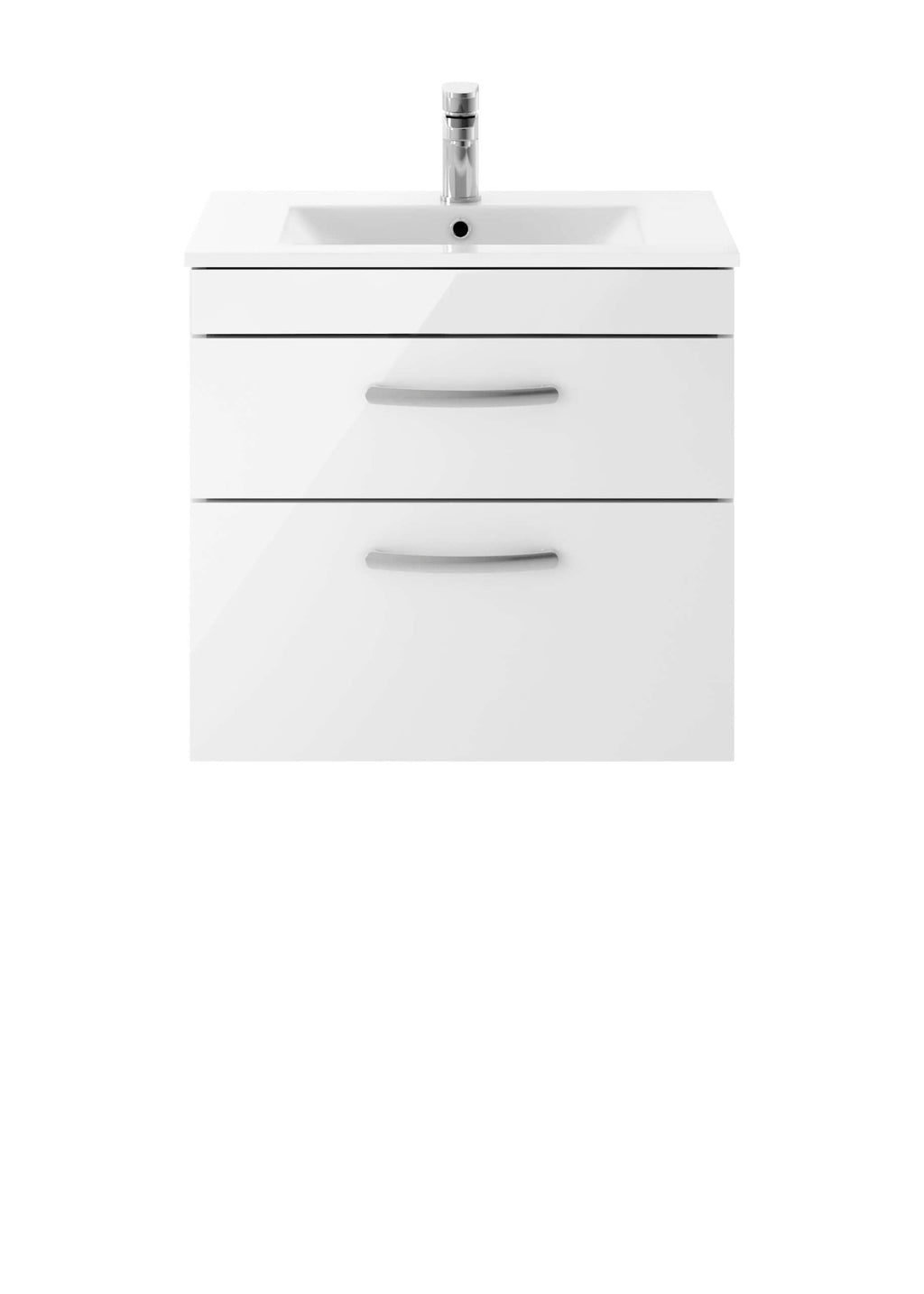 Nuie Athena 2 Drawer Wall Hung Vanity Unit With Basin-3 600mm Wide