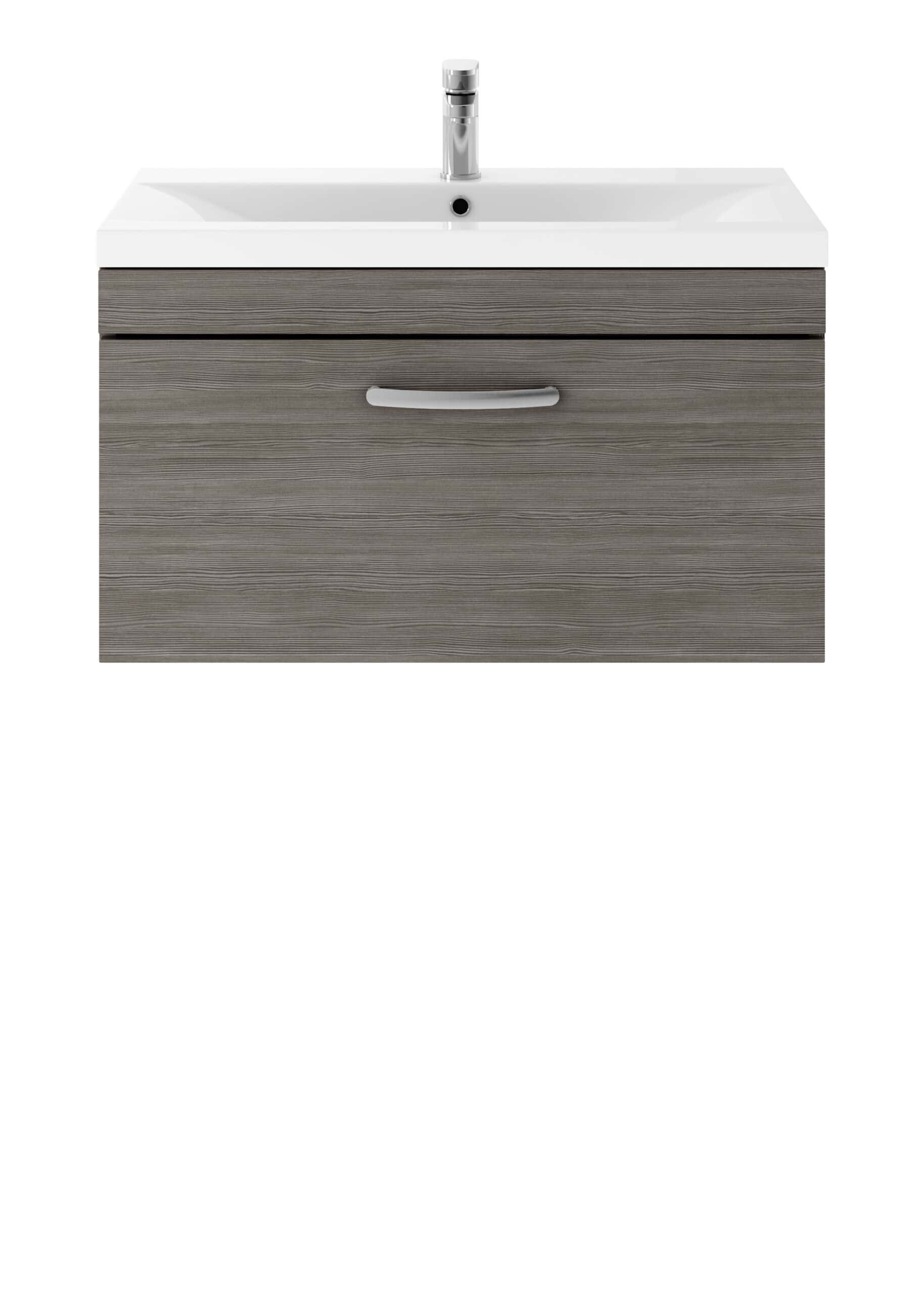 Modern bathroom vanity with a white ceramic sink and a contemporary wooden storage cabinet, ideal for bathroom furniture and bathroom renovation projects.
