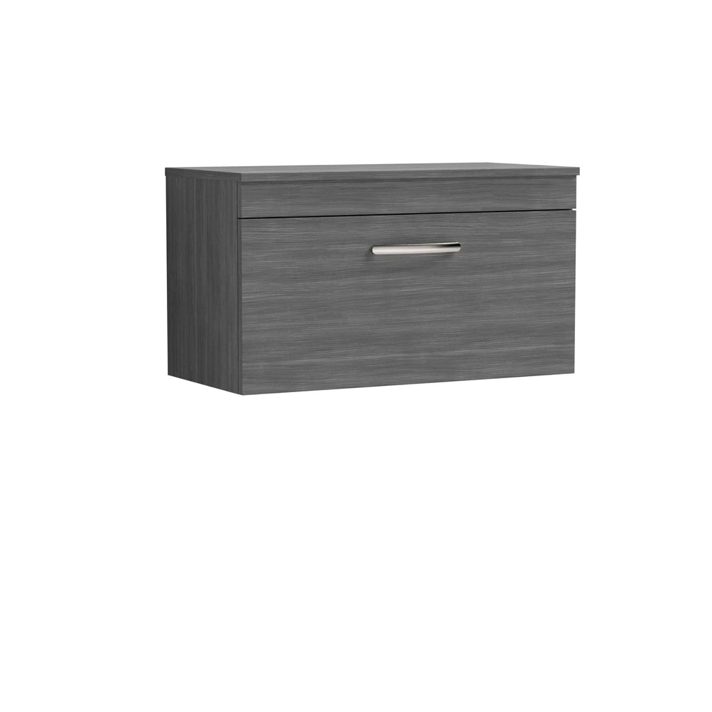 Sleek grey bathroom wall cabinet with modern handle, perfect for bathroom storage solutions, durable and stylish design.