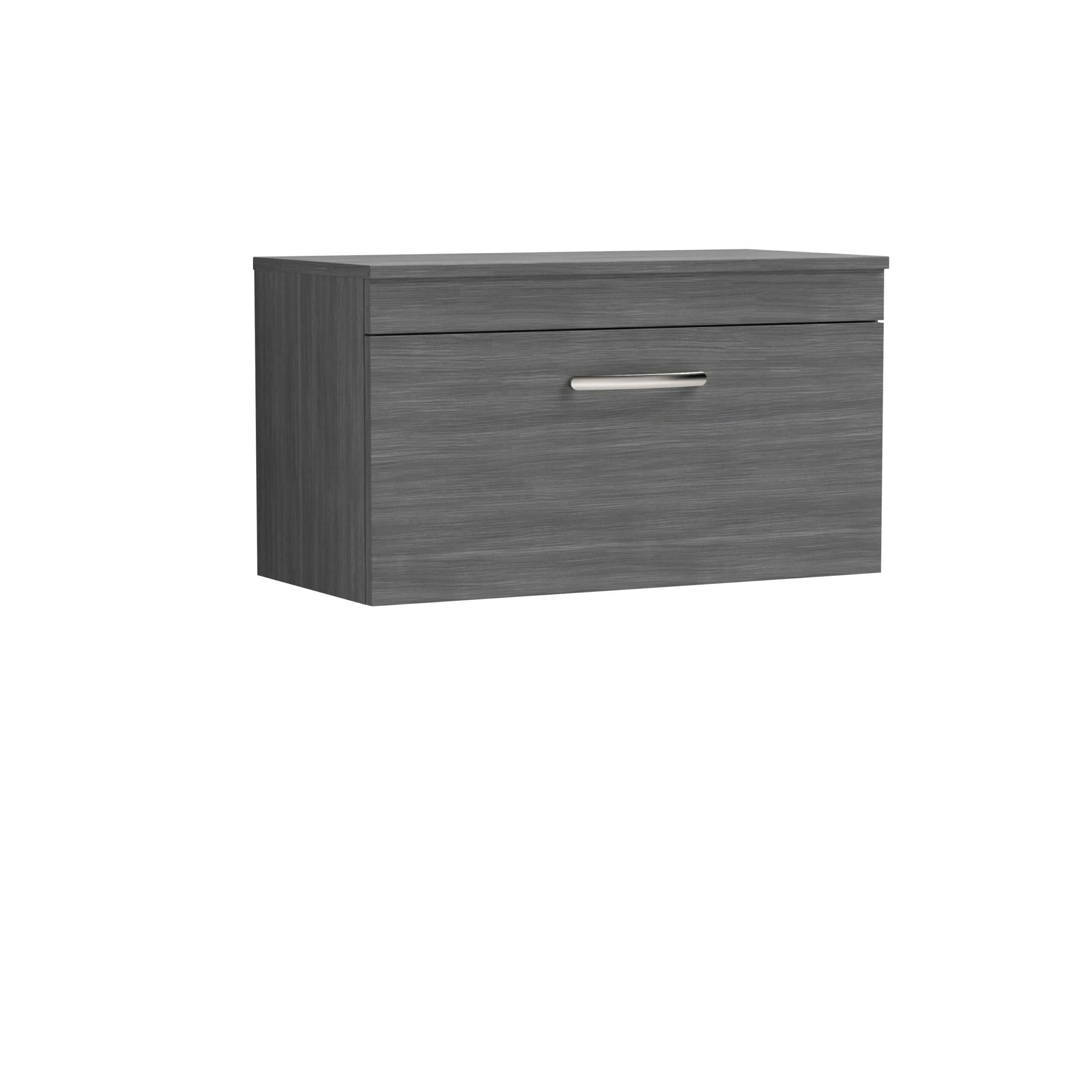 Sleek grey bathroom wall cabinet with modern handle, perfect for bathroom storage solutions, durable and stylish design.
