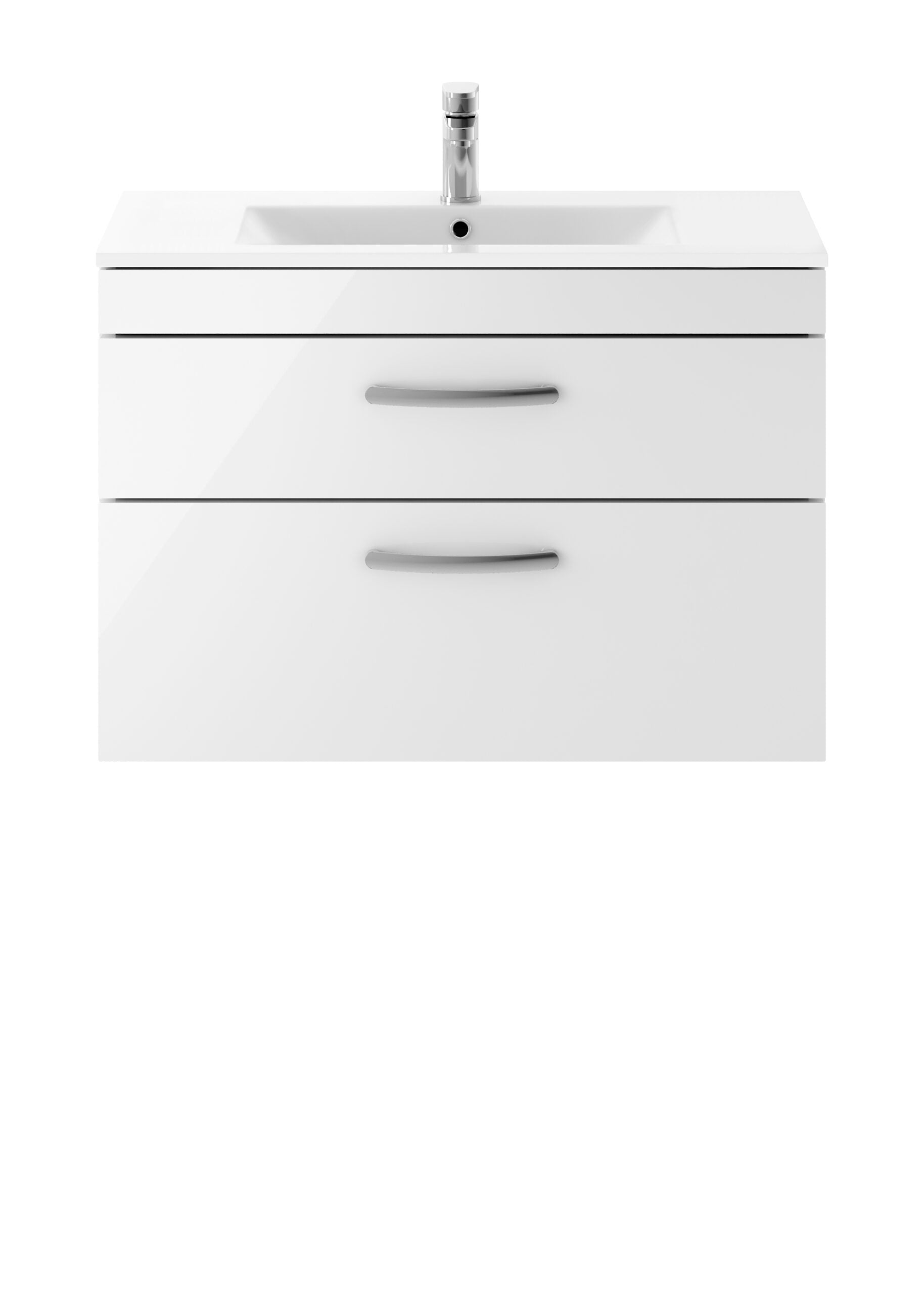 Modern white bathroom vanity with integrated sink and sleek storage drawers, ideal for contemporary bathroom designs. Perfect for bathroom organisation and stylish aesthetics.