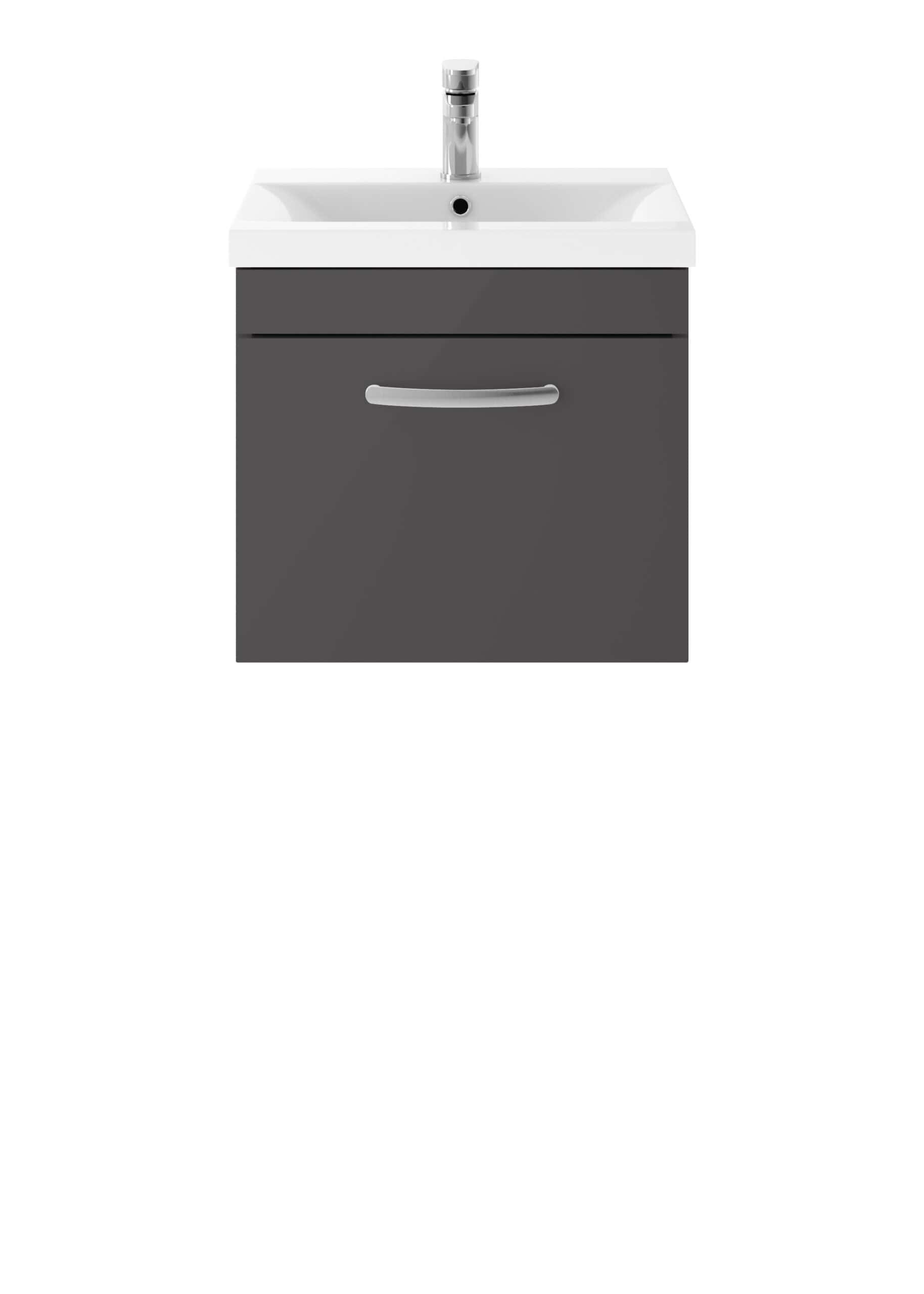 Modern bathroom vanity unit with integrated sink and chrome tap, designed for stylish bathroom spaces. Ideal for efficient storage and contemporary bathroom decor. Suitable for residential and commercial bathrooms.