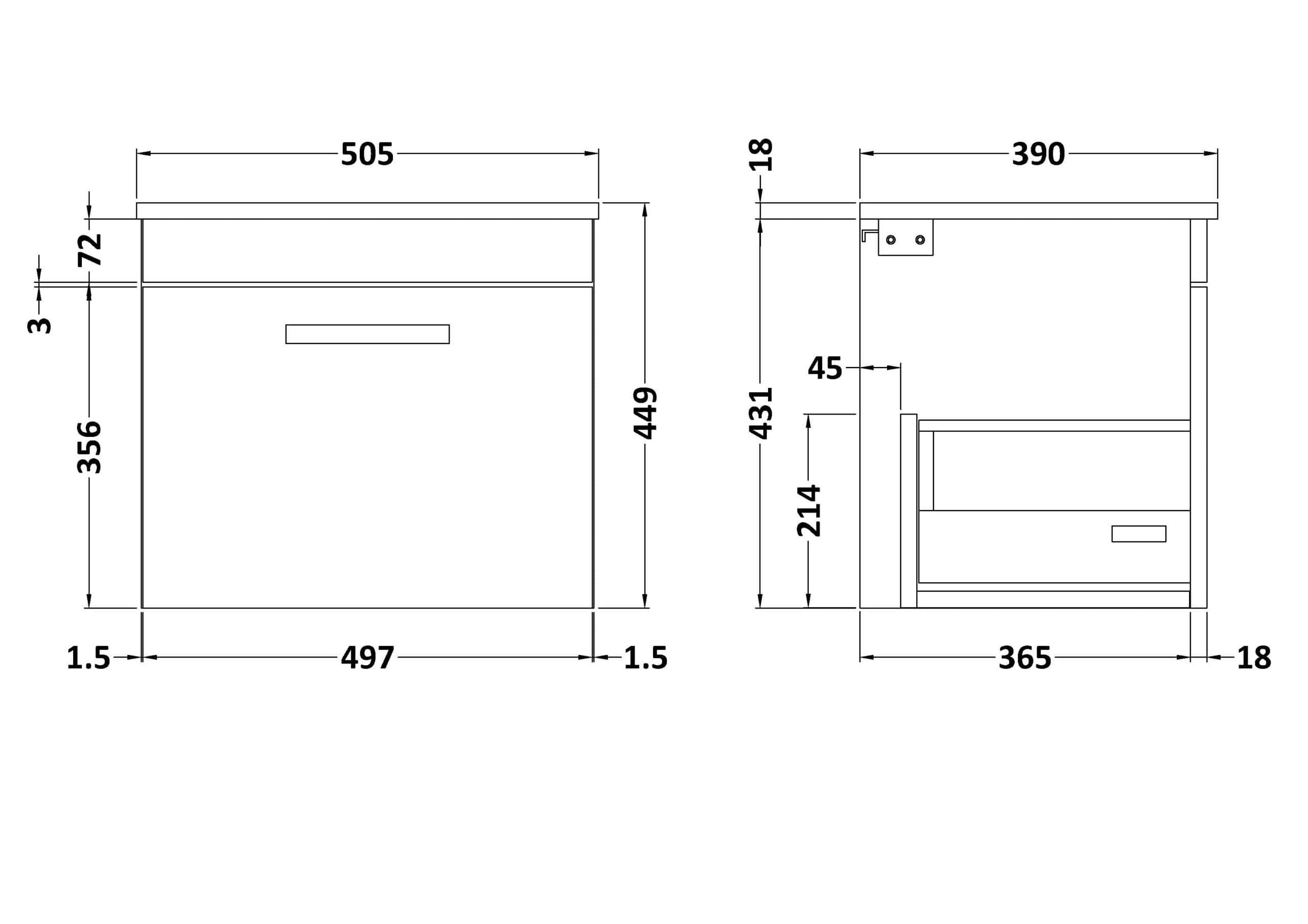 High-quality bathroom vanity unit with detailed measurements, ideal for modern bathroom renovation projects, featuring durable materials and smart storage solutions.