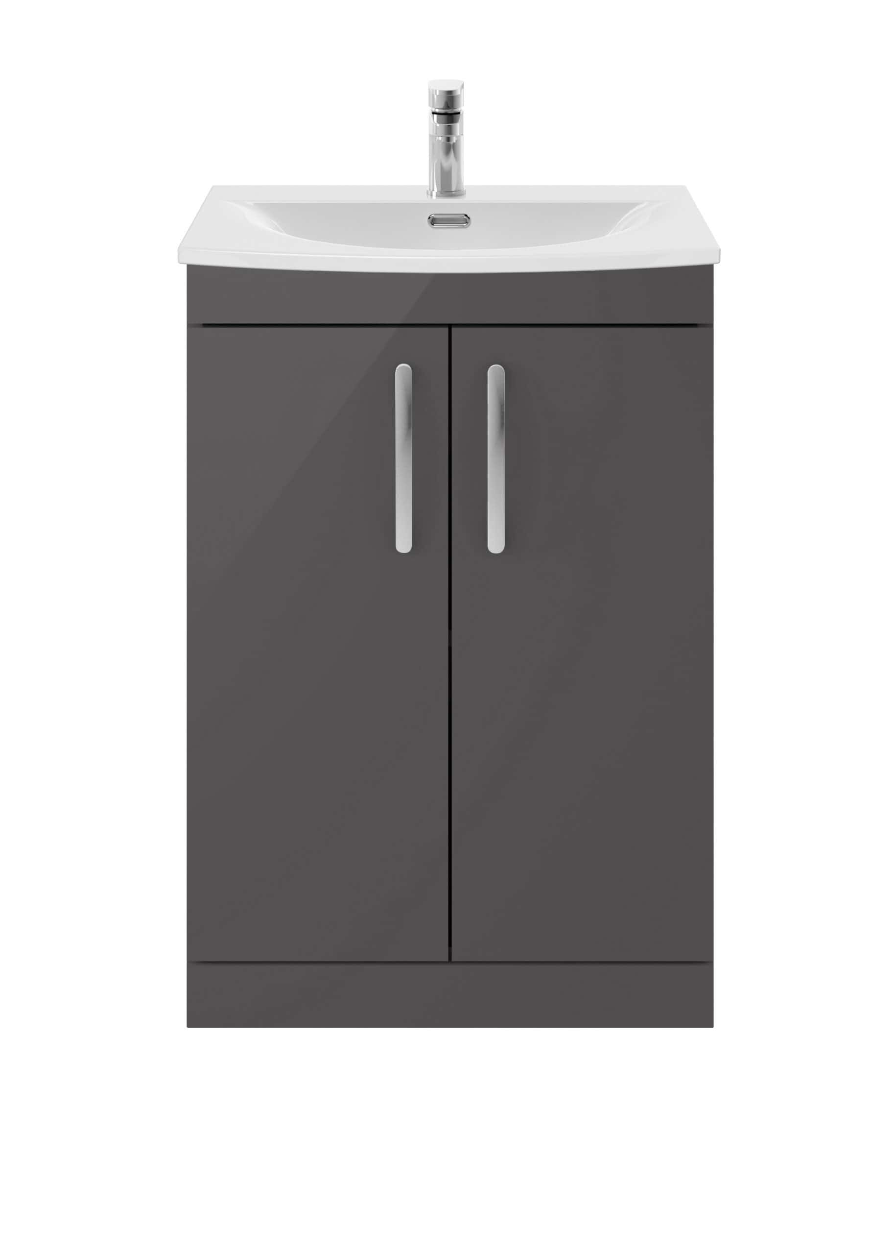Stylish bathroom vanity with grey cabinet and white sink, ideal for modern bathroom designs and plumbing fixtures. Durable, space-saving, perfect for bathroom storage and organisation.