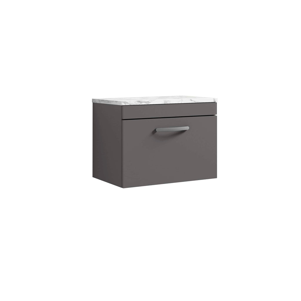 Nuie Athena 1 Drawer Wall Hung Vanity Unit With Carrera Marble Worktop