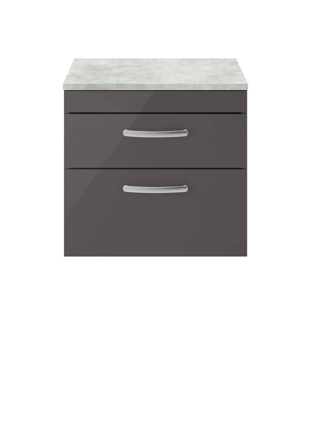 Grey bathroom cabinet with drawers and a marble top, modern bathroom furniture, storage unit for bathroom essentials, Bubly Bathrooms product shot, contemporary grey bathroom furniture for stylish storage solutions.