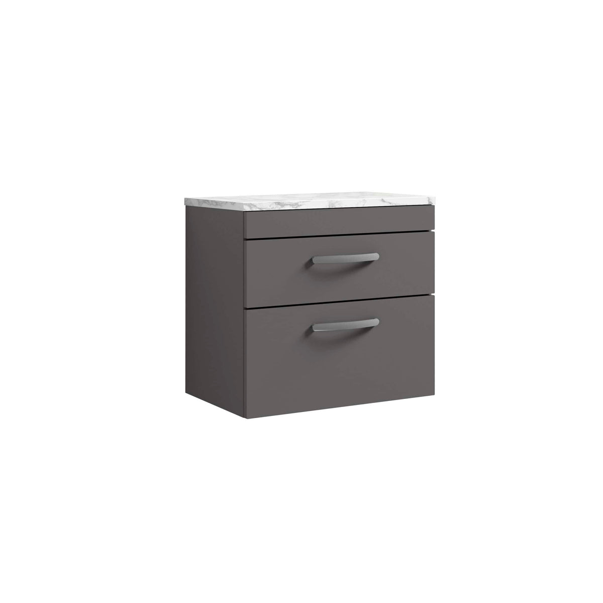 Nuie Athena 2 Drawer Wall Hung Vanity Unit With Carrera Marble Worktop