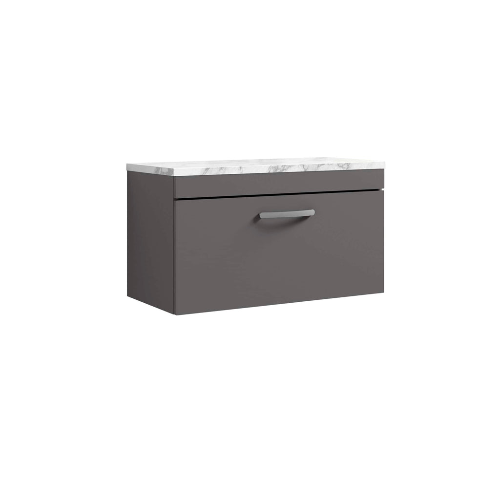 Nuie Athena 1 Drawer Wall Hung Vanity Unit With Carrera Marble Worktop