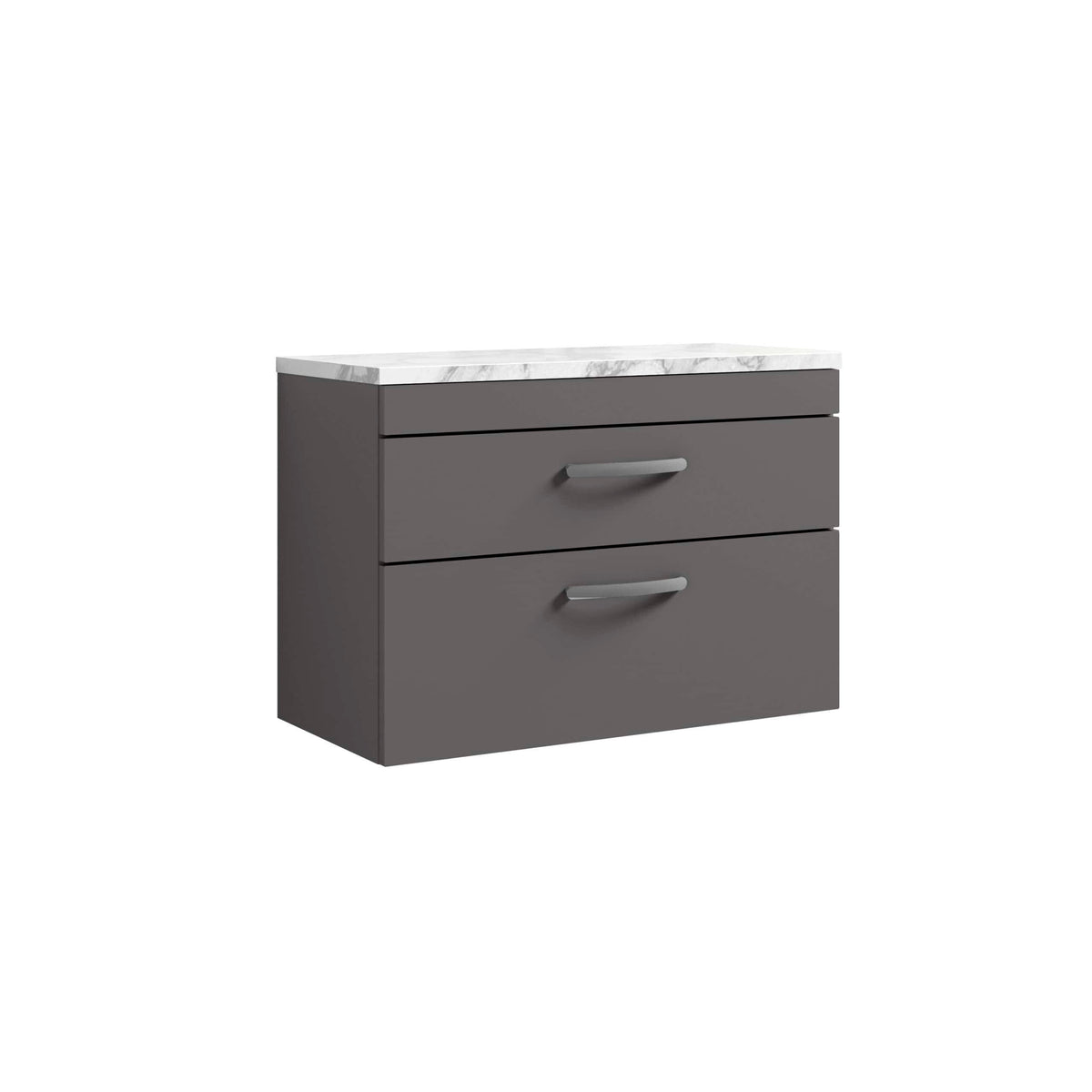 Nuie Athena 2 Drawer Wall Hung Vanity Unit With Carrera Marble Worktop