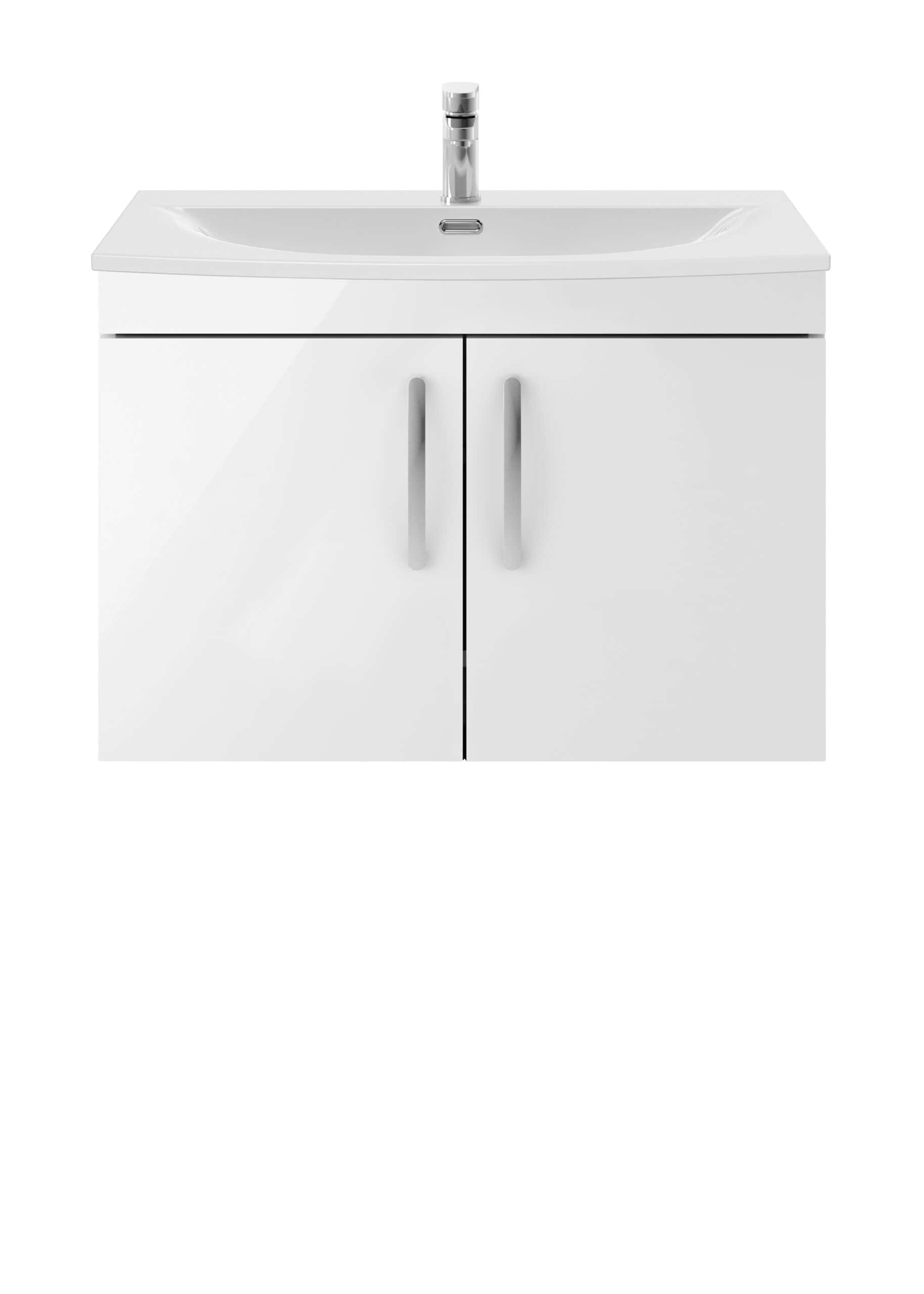 White bathroom vanity with integrated sink and silver handles, ideal for modern bathroom designs. Expertly crafted for durability and style, perfect for enhancing bathroom aesthetics.