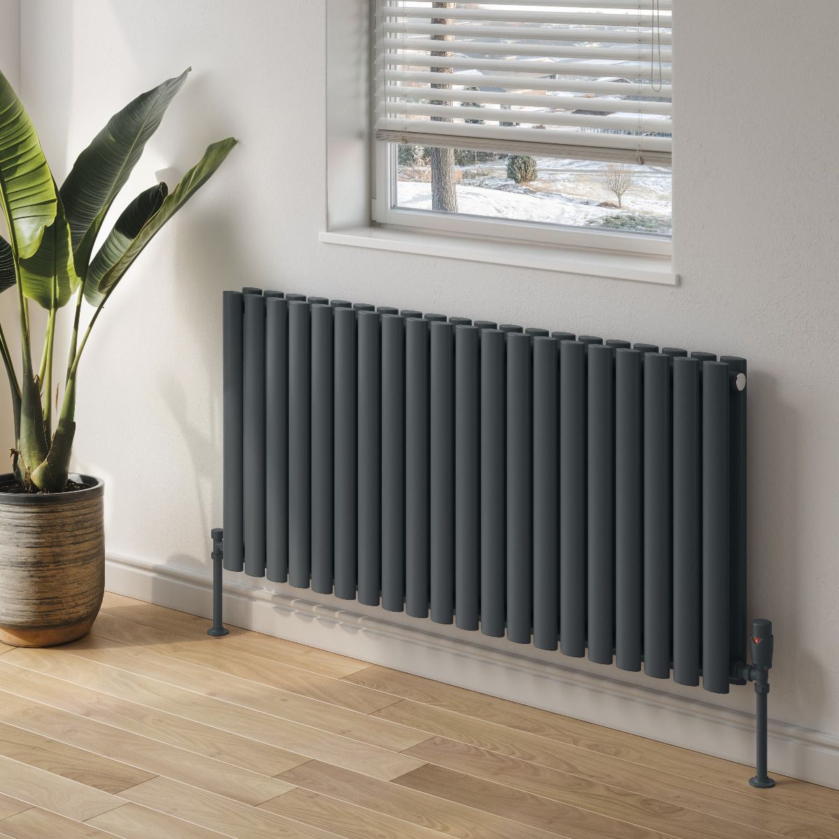 Reina Neva Horizontal Single White Designer Radiator