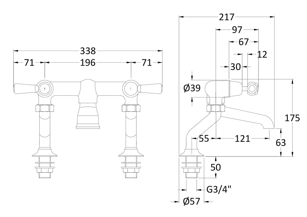 High-quality bathroom mixer tap with detailed technical drawing, showcasing dimensions and specifications for authentic Bubly Bathrooms plumbing fixtures.