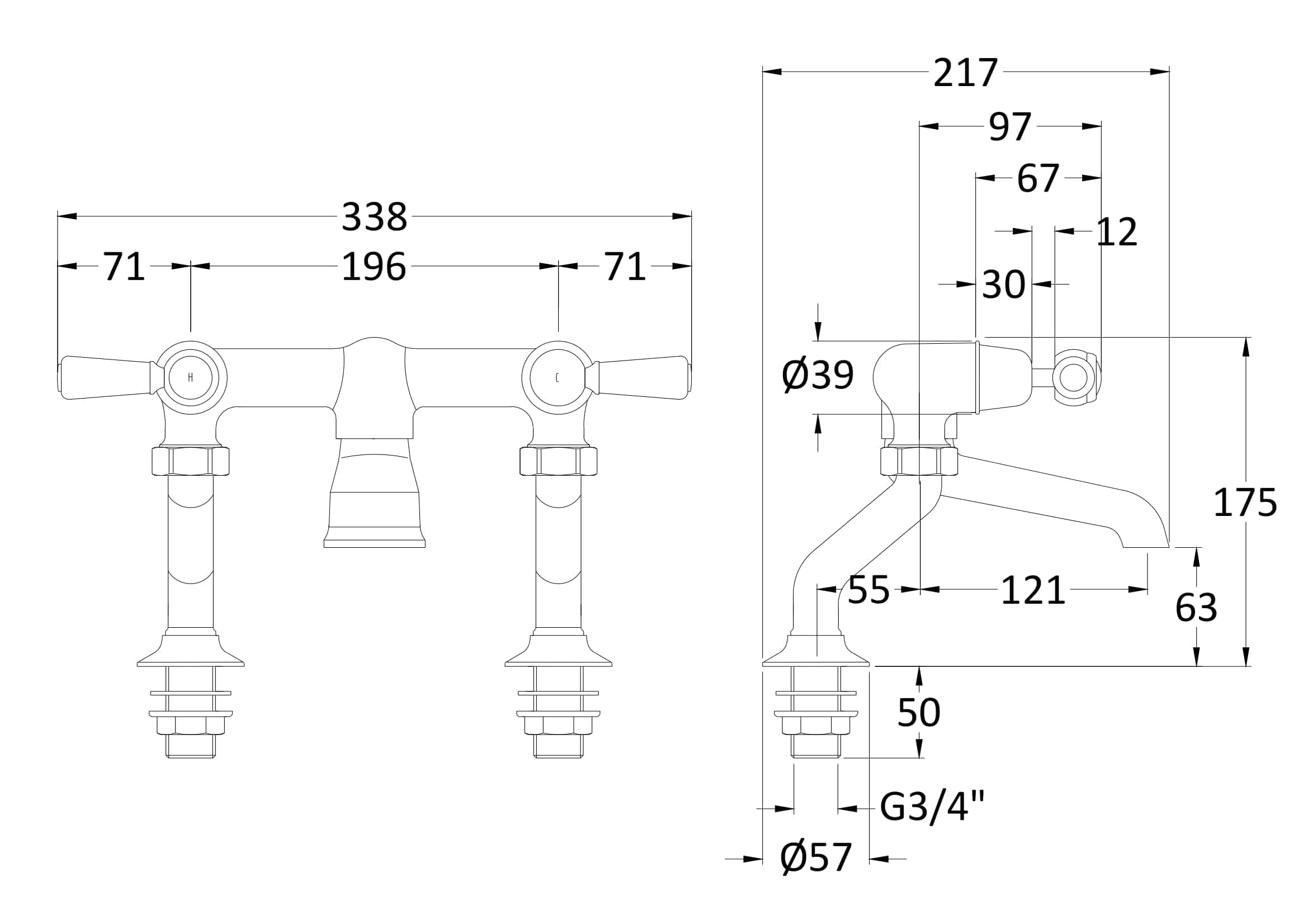High-quality bathroom mixer tap with detailed technical drawing, showcasing dimensions and specifications for authentic Bubly Bathrooms plumbing fixtures.