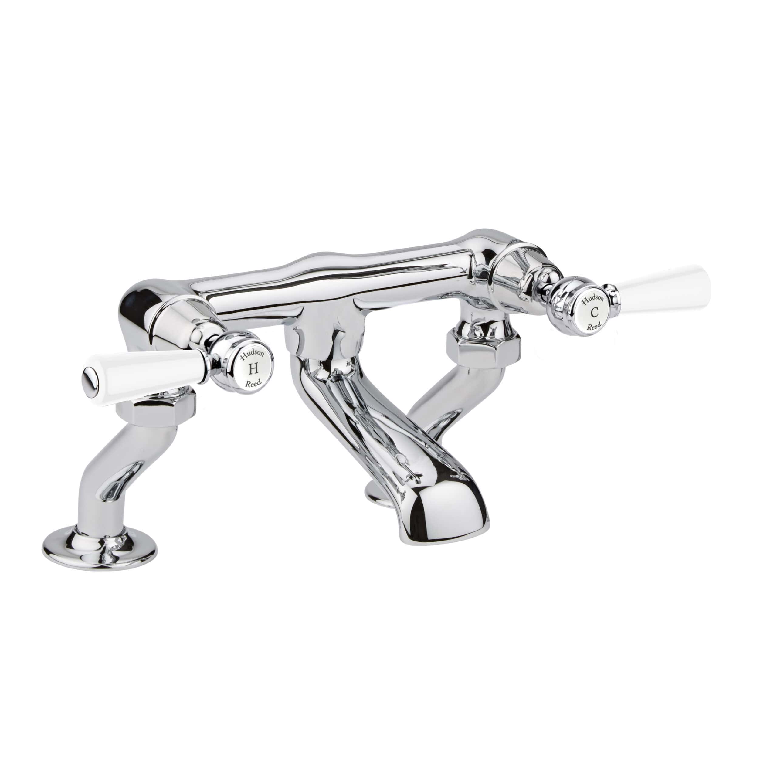 Elegant chrome bathroom tap with vintage-style dual handles for hot and cold water, perfect for classic and traditional bathroom designs.