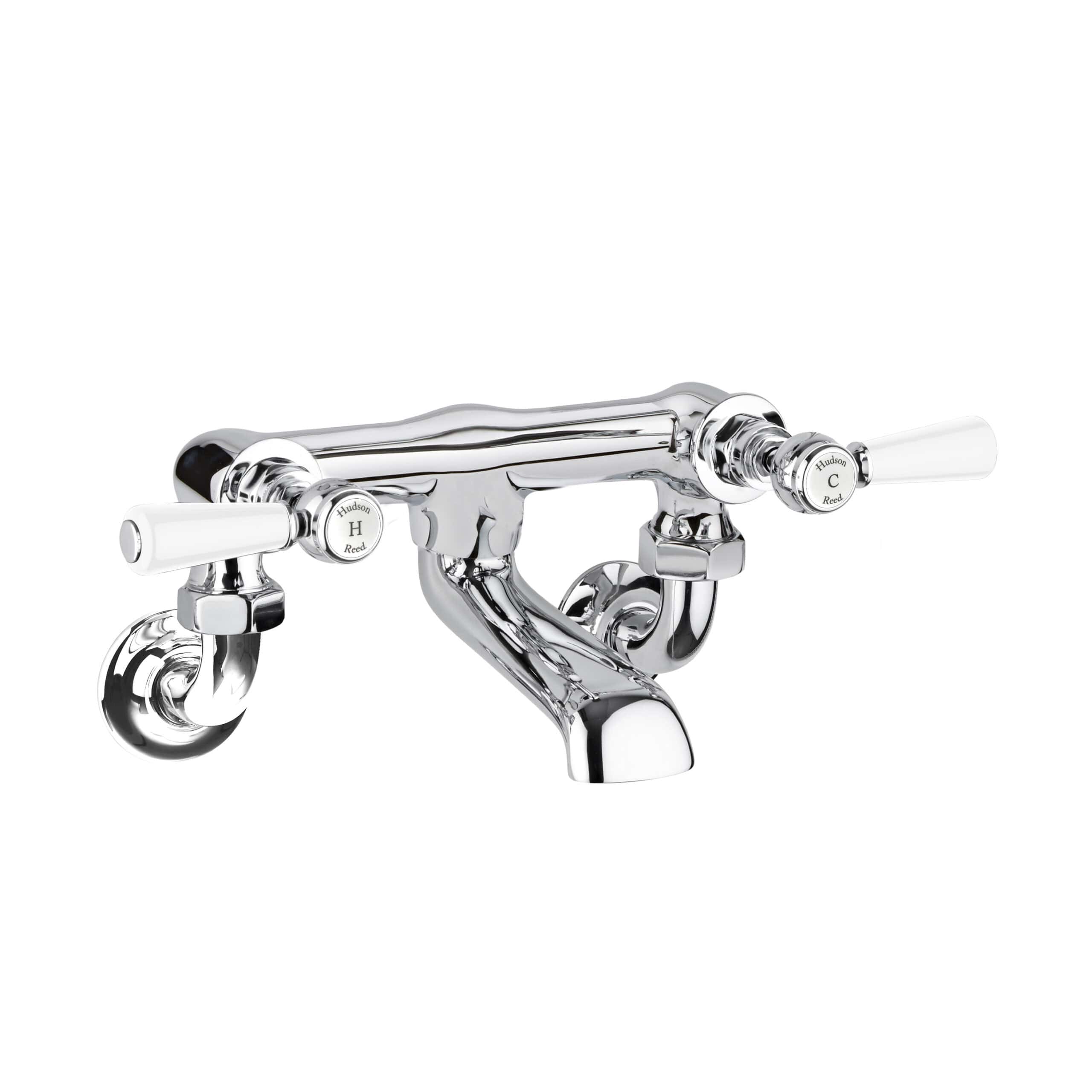 Polished chrome vintage style bath tap with dual cross handles, ideal for traditional bathroom decor, providing elegant water control and adding a classic touch.