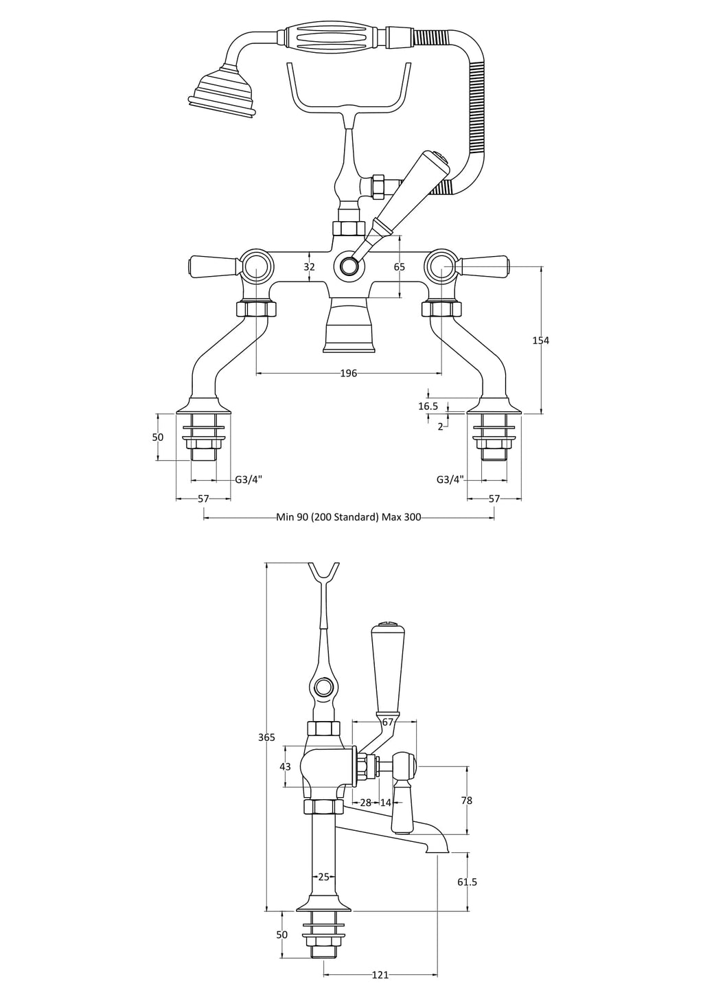 High-quality bathroom tap fitting diagram with detailed measurements for installation and plumbing optimised for bathroom renovation projects.