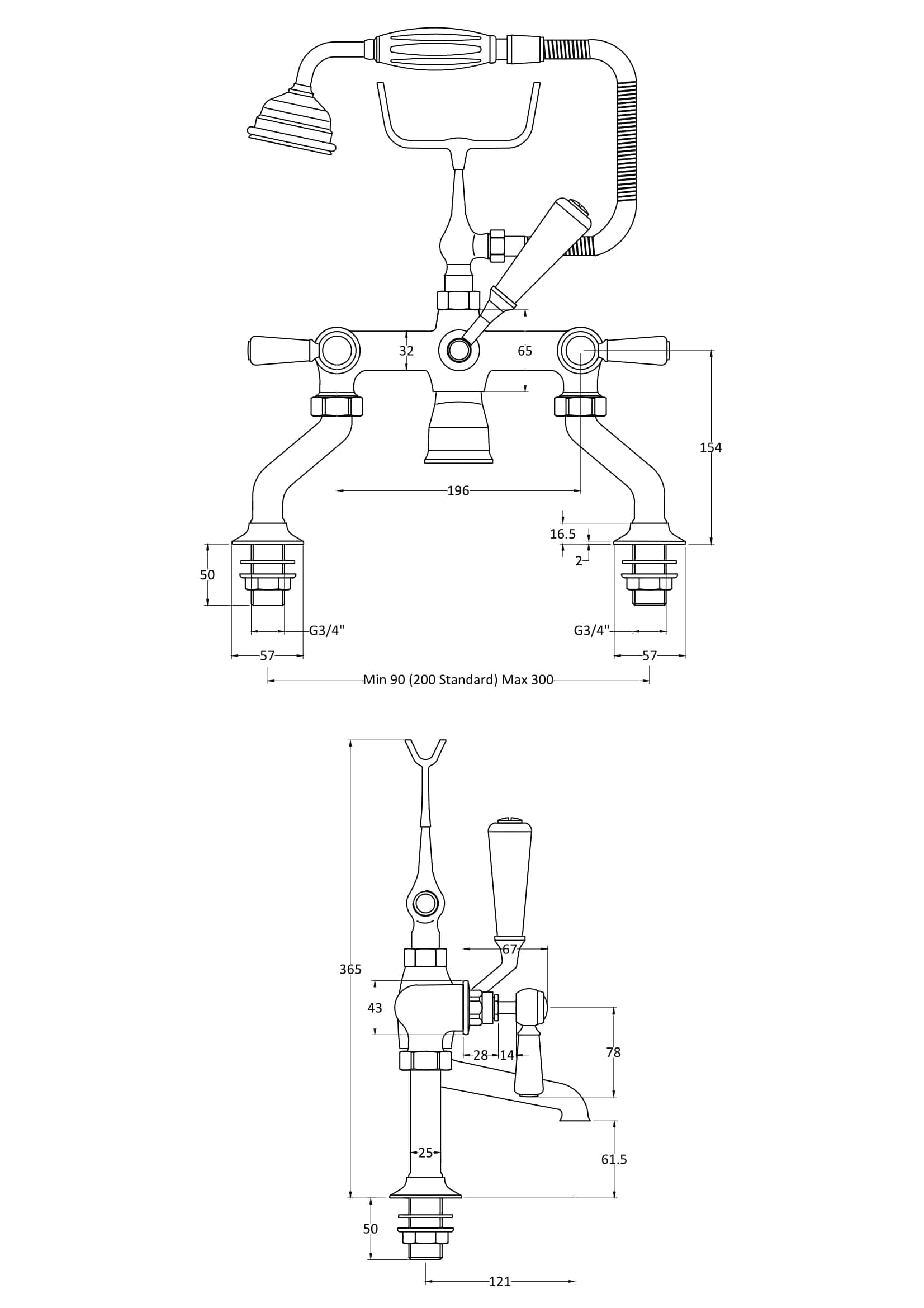 High-quality bathroom tap fitting diagram with detailed measurements for installation and plumbing optimised for bathroom renovation projects.