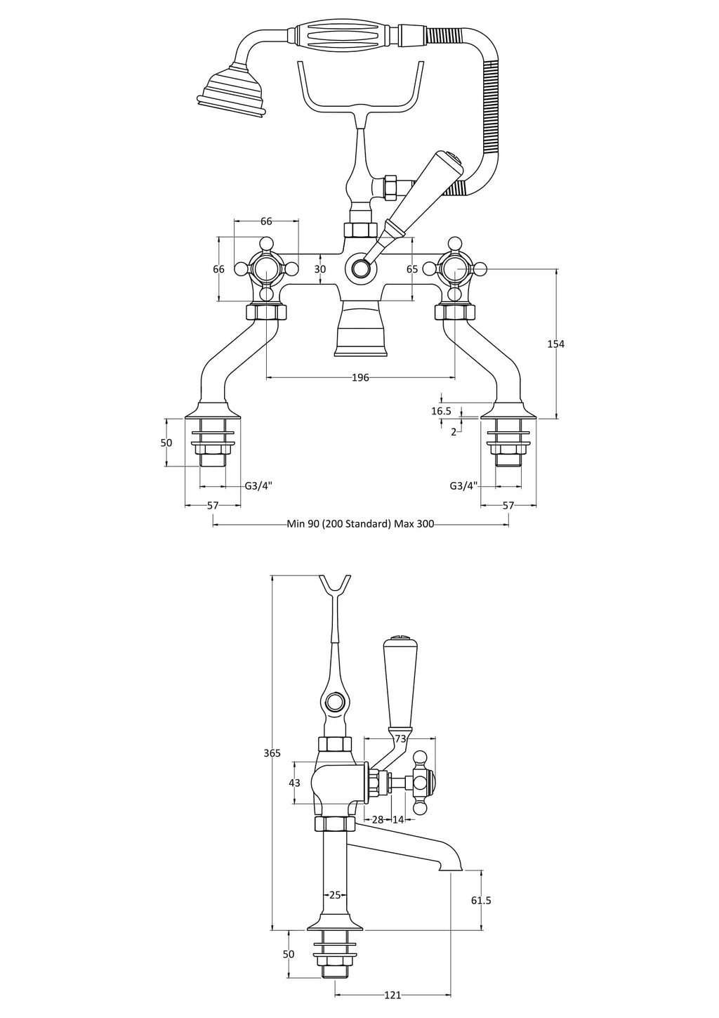 High-quality bathroom tap fittings with detailed technical drawings for Bubly Bathrooms in the UK. Perfect for bathroom renovation, plumbing, and installation projects.
