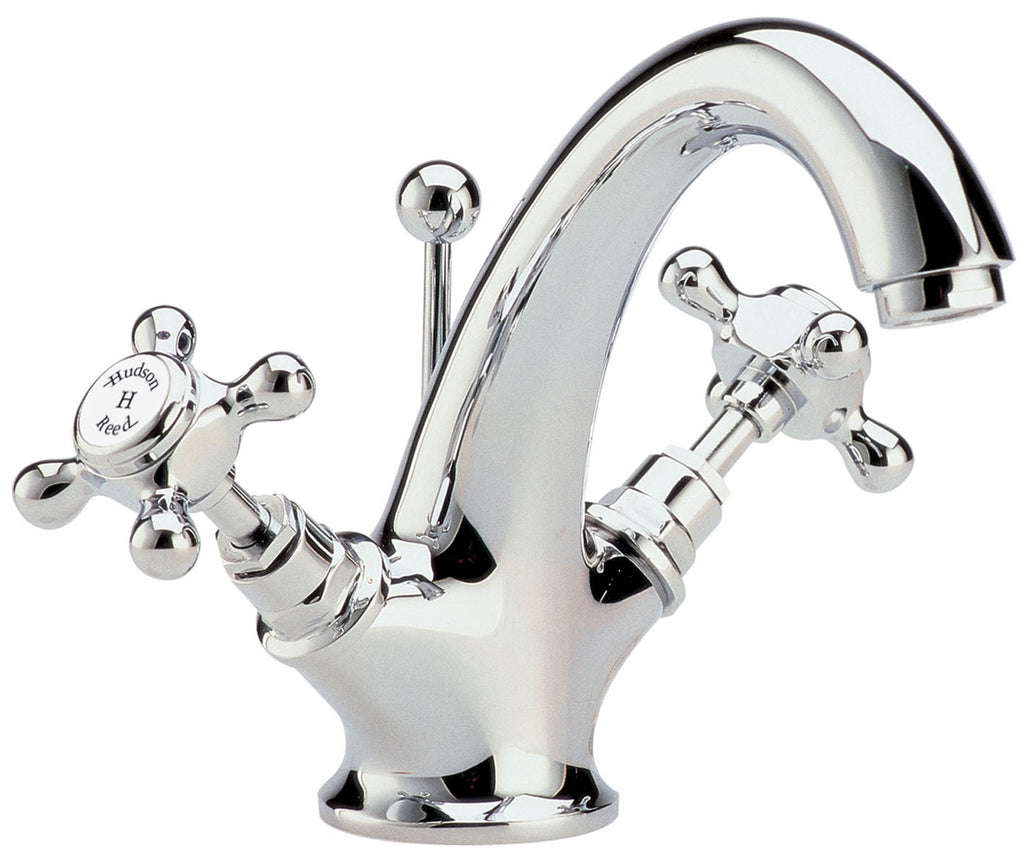 Elegant chrome bathroom mixer tap with vintage cross-handles, ideal for traditional style bathrooms. Featuring durable construction and a polished finish for a luxurious look.