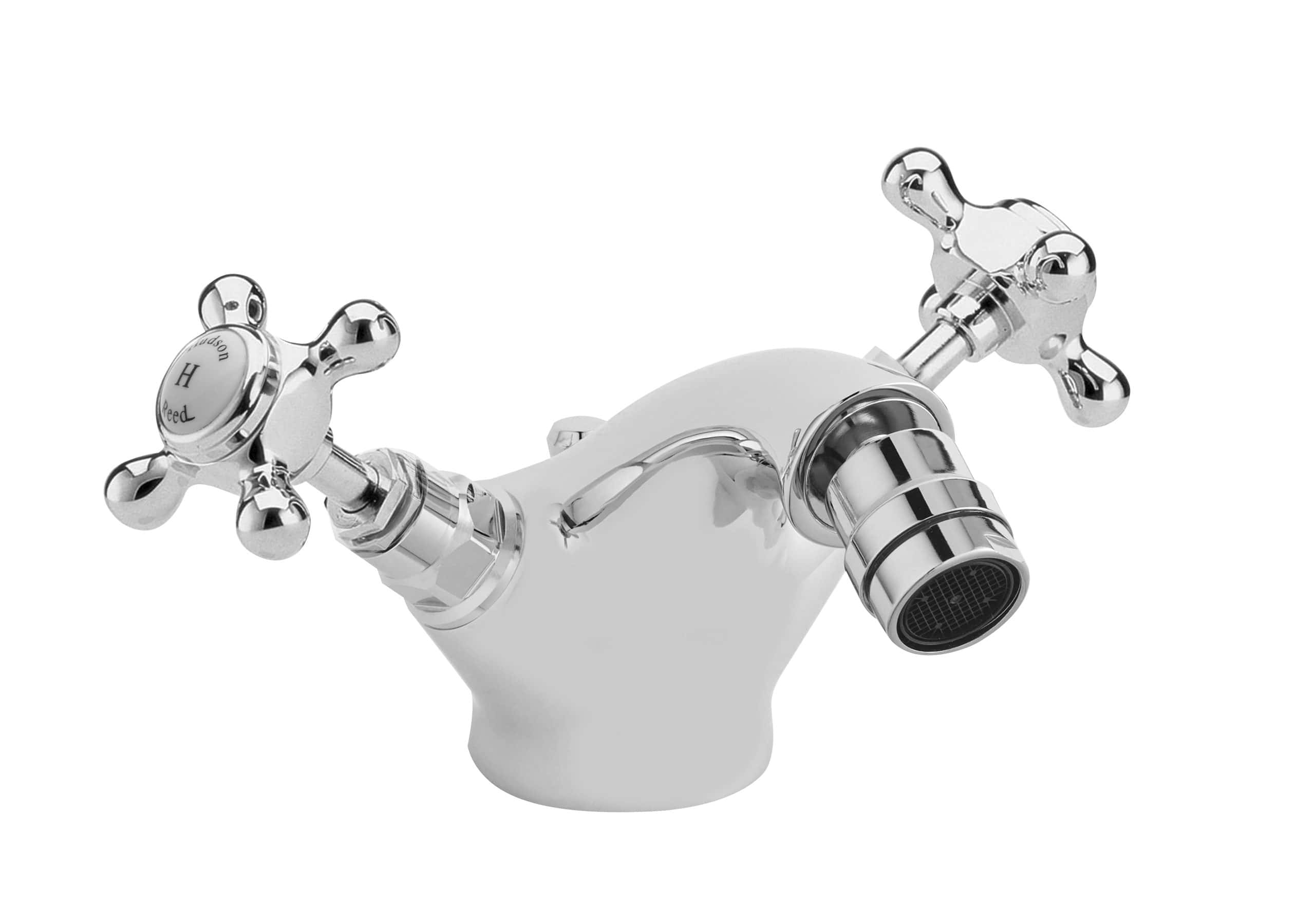 Chrome bathroom sink tap, vintage style with dual cross handles, polished finish, suitable for classic bathrooms, perfect for updating traditional bathroom fixtures, high-quality fixture by Bubly Bathrooms.