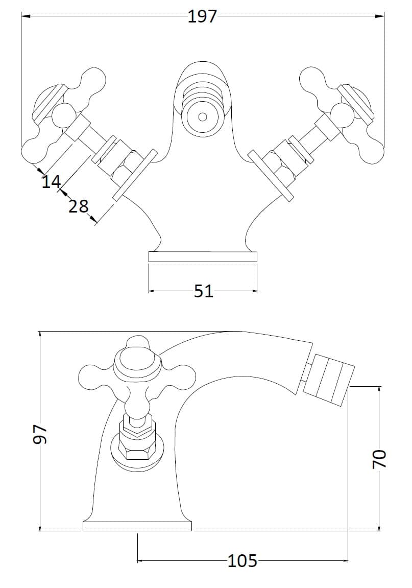 Brass bathroom sink tap with traditional cross handles for vintage or classic bathroom decor.