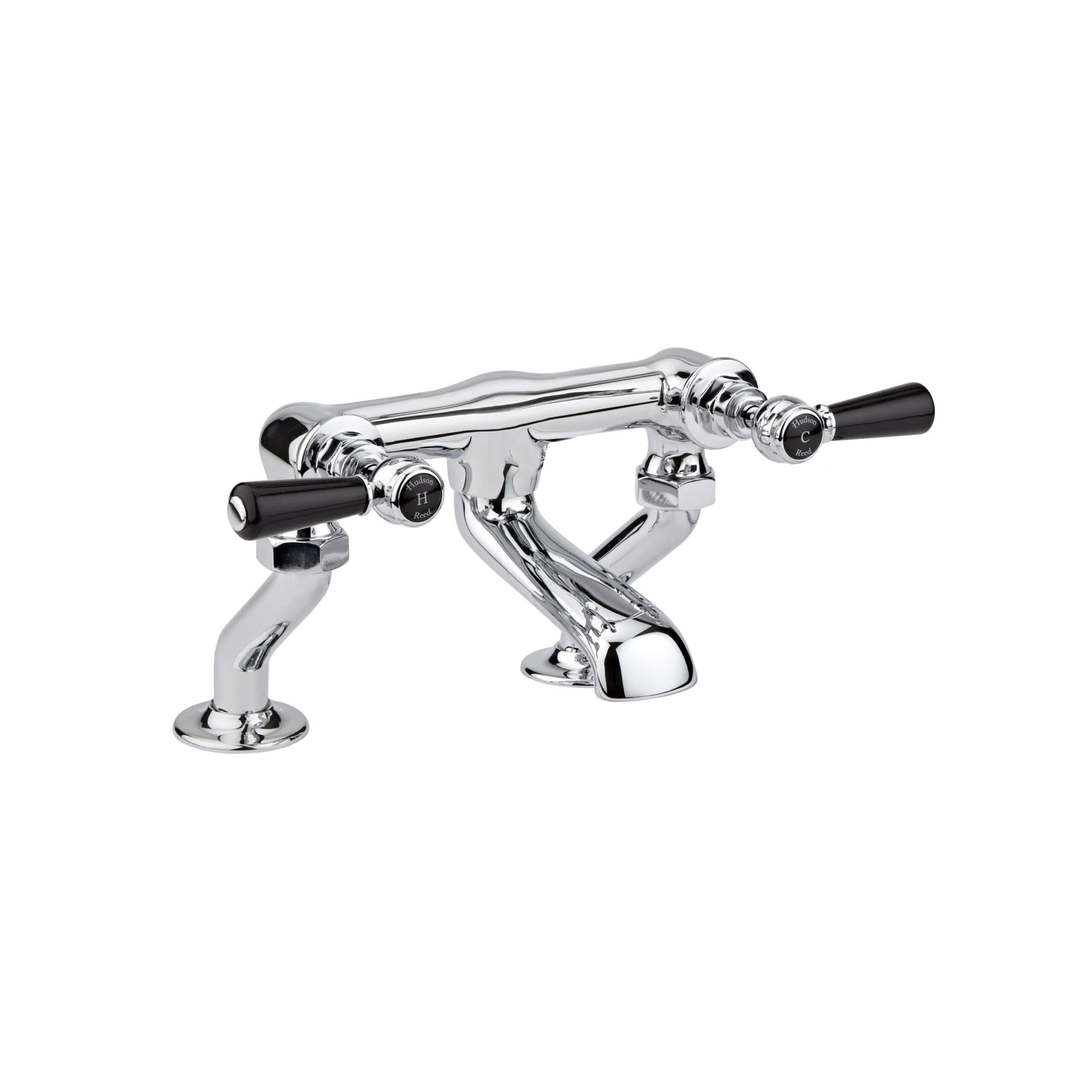 Chrome vintage bathroom sink tap with cross handles, Victorian style, high-quality bathroom fixtures.