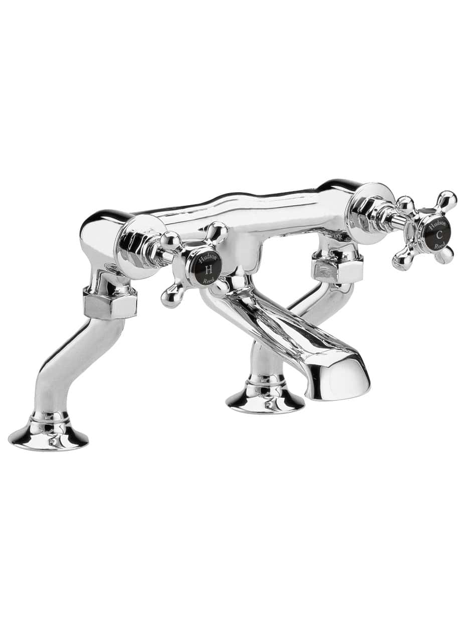 Sink mixer tap with classic chrome finish, dual handles for hot and cold water, ideal for vintage and traditional bathroom styles. Suitable for easy installation and long-lasting use.