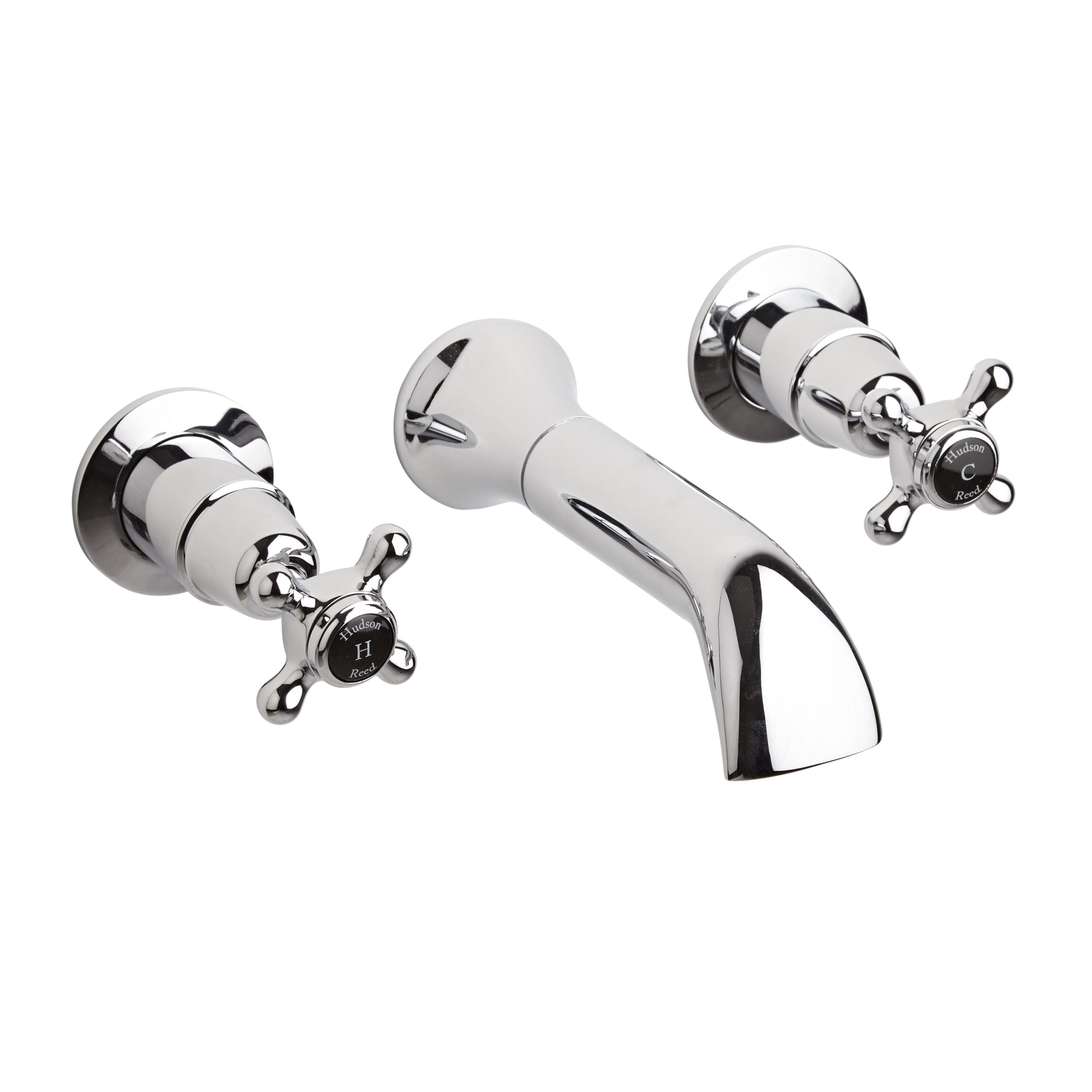 Elegant chrome bathroom tap set with vintage-style cross handles, ideal for traditional bathroom designs. Crafted for durability and classic aesthetics.