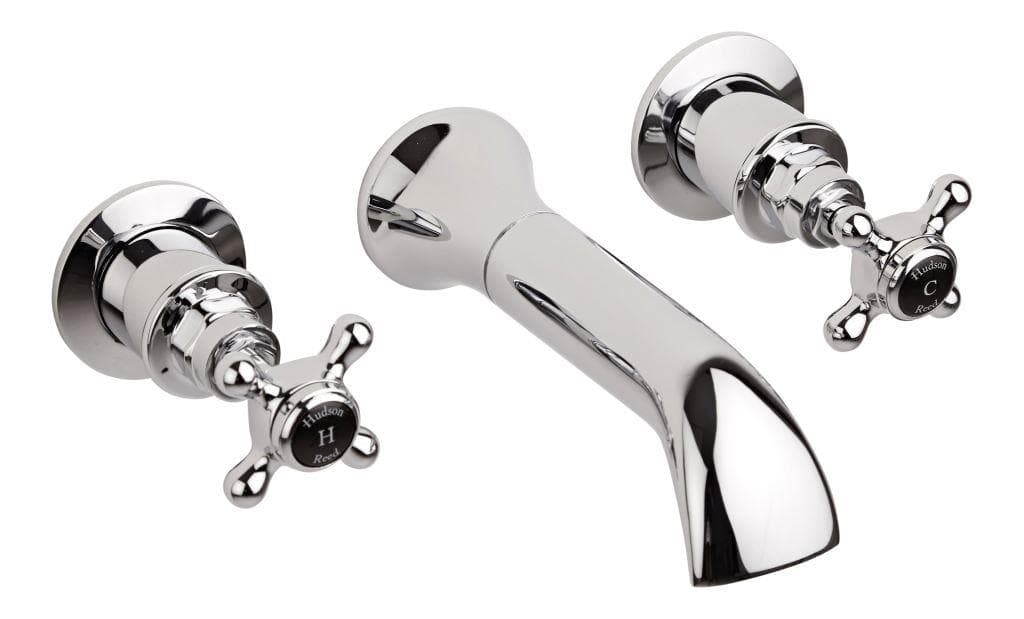 Elegant chrome bathroom mixer tap with dual cross-handle controls, perfect for classic and vintage bathroom designs. High-quality finish for durability and style.