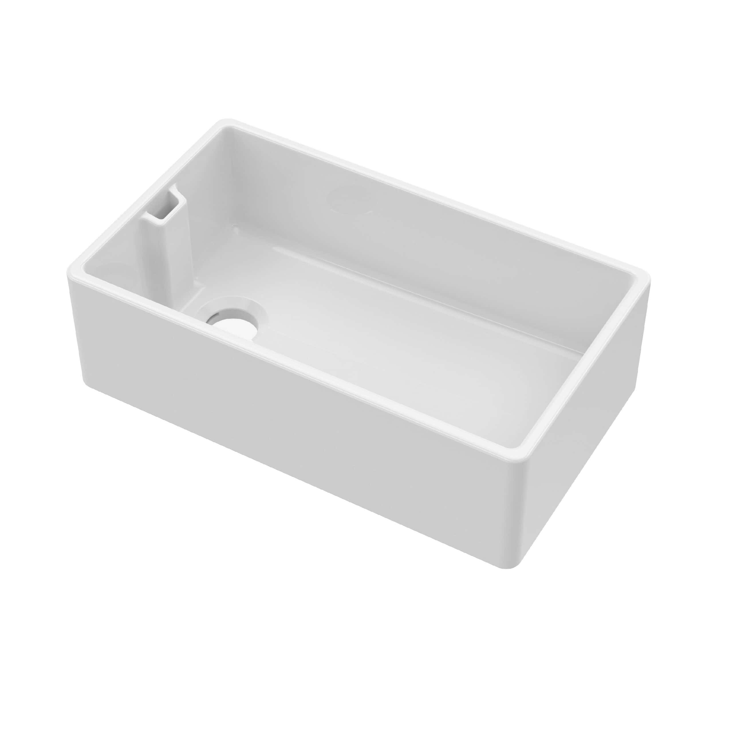 White bathroom sink basin with a modern rectangular design, perfect for contemporary bathroom remodels and installations. Durable ceramic material with smooth finish for easy cleaning.