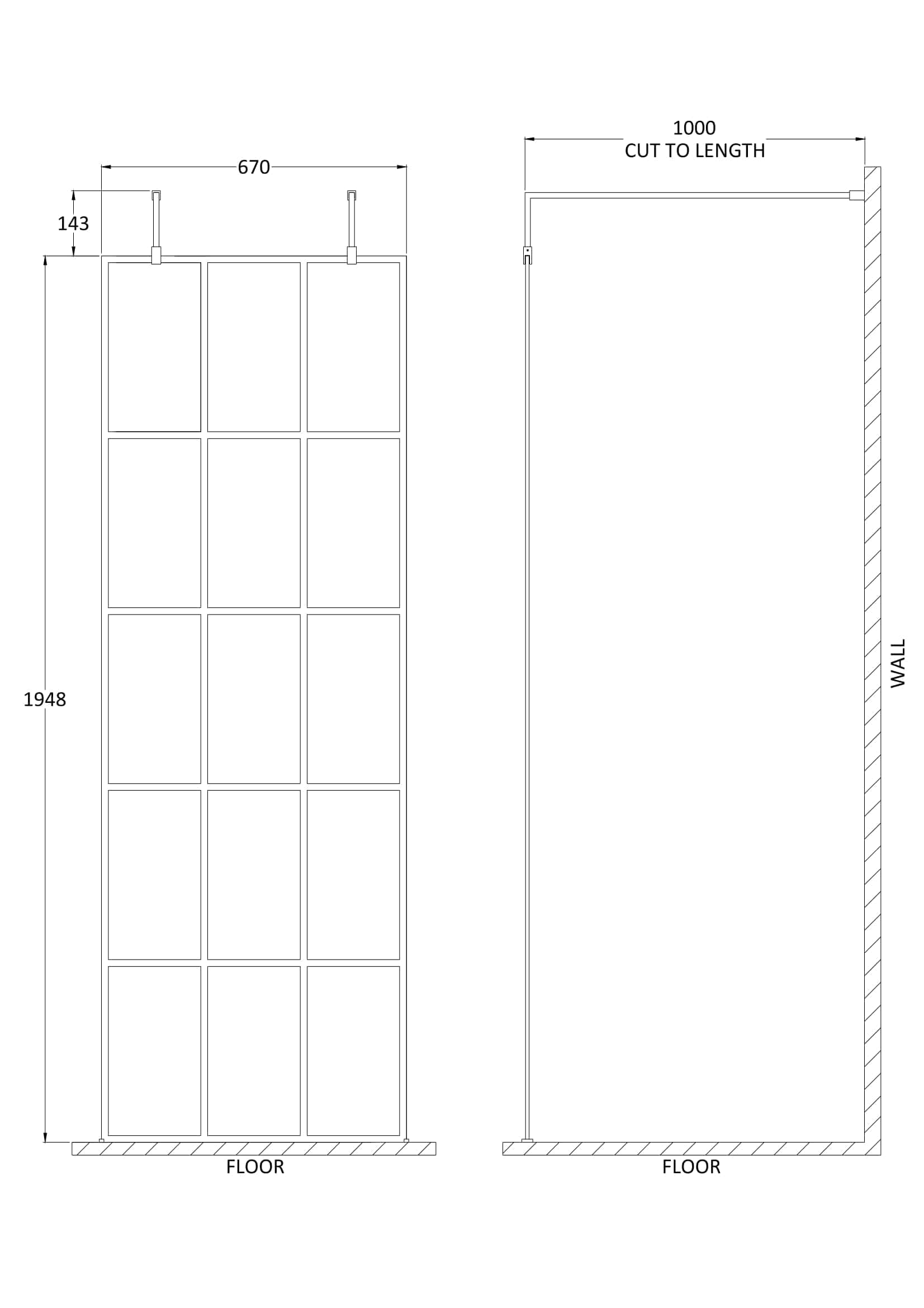 Versatile shower screen for bathroom, featuring a sleek glass design and adjustable wall fittings, ideal for modern Bubly Bathrooms renovations and waterproofing solutions.