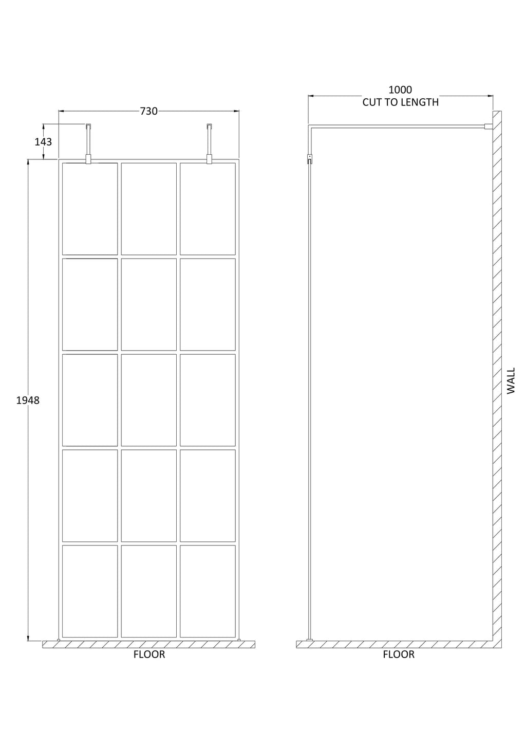 Aluminium shower screen with multiple glass panels and adjustable height for modern bathroom upgrades.