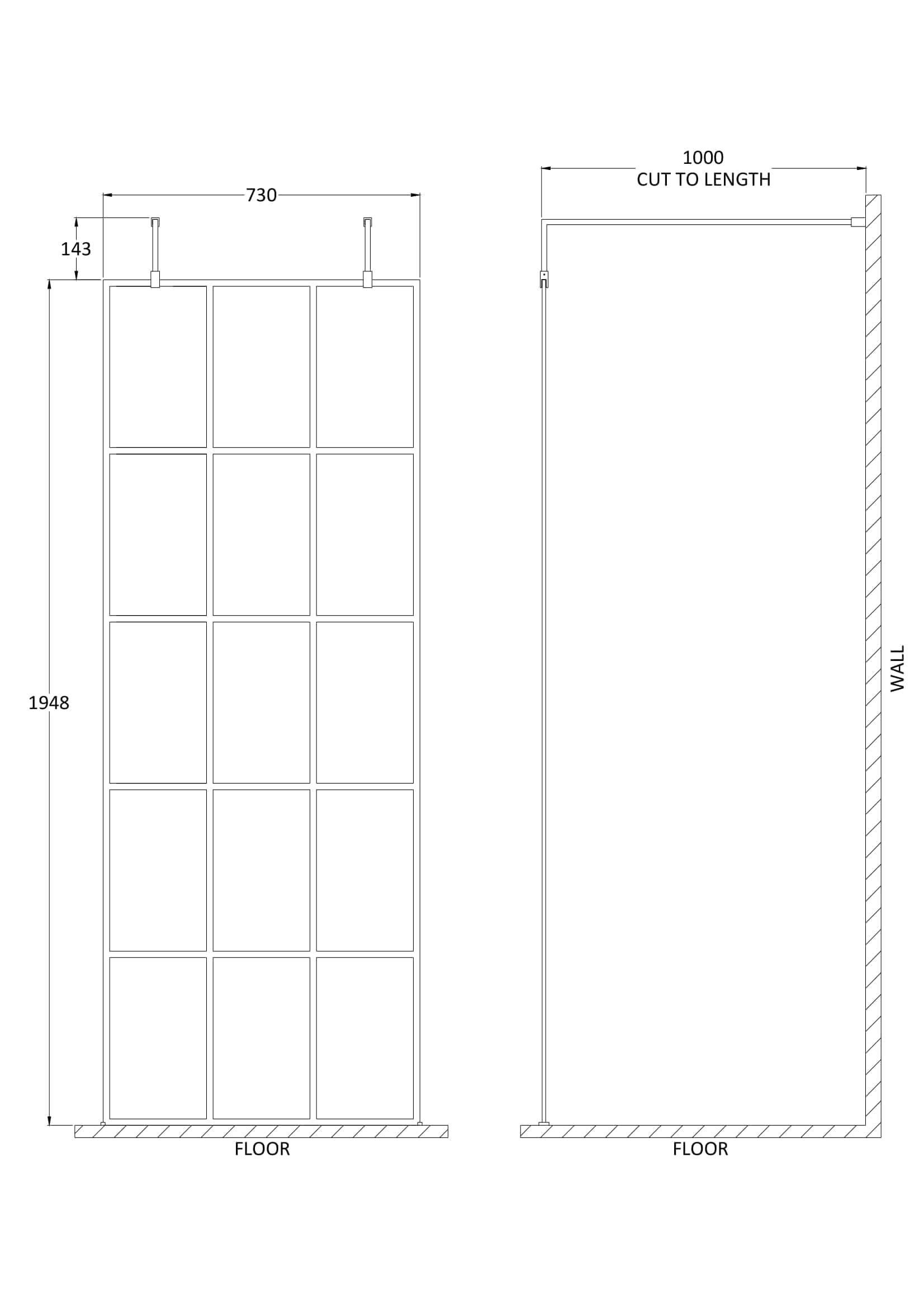 Aluminium shower screen with multiple glass panels and adjustable height for modern bathroom upgrades.