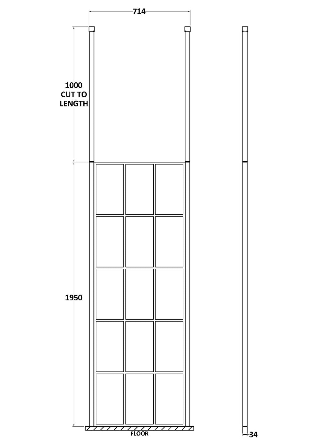 High-quality glass shower door with aluminium frame, ideal for modern bathrooms, with customizable height and durable design for seamless shower enclosure.