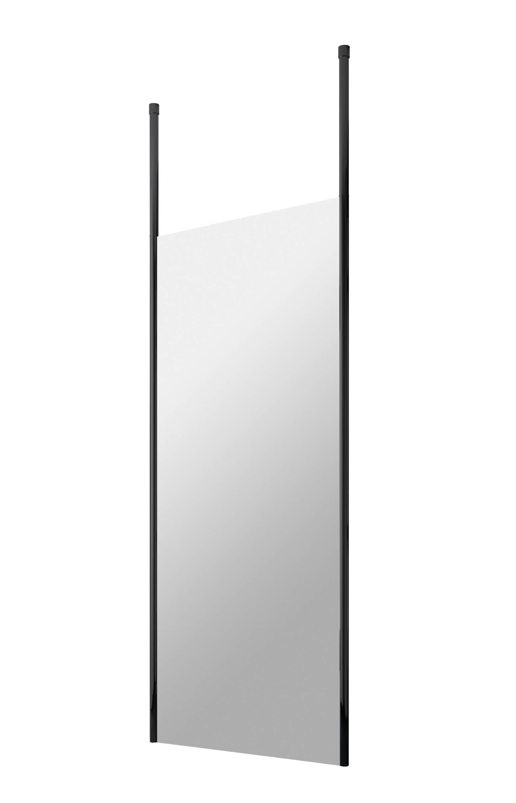 Sleek black-framed glass shower panel for modern bathrooms, featuring durable materials and minimalist design. Perfect for enhancing shower space aesthetics and functionality.
