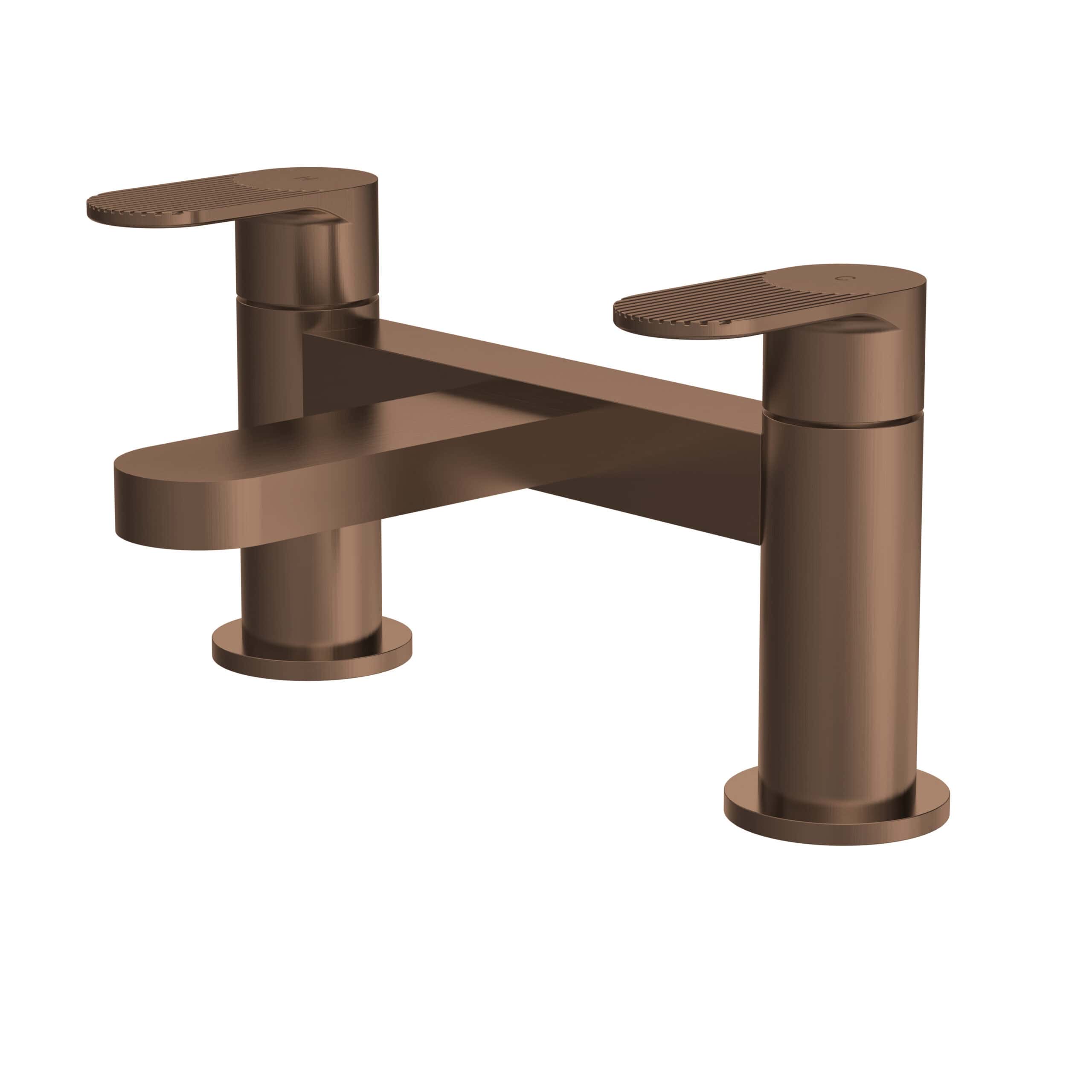 Brass bathroom sink tap with a modern, matte finish, featuring dual lever handles and a sleek design for contemporary bathroom decor. Perfect for stylish, functional bathroom upgrades.