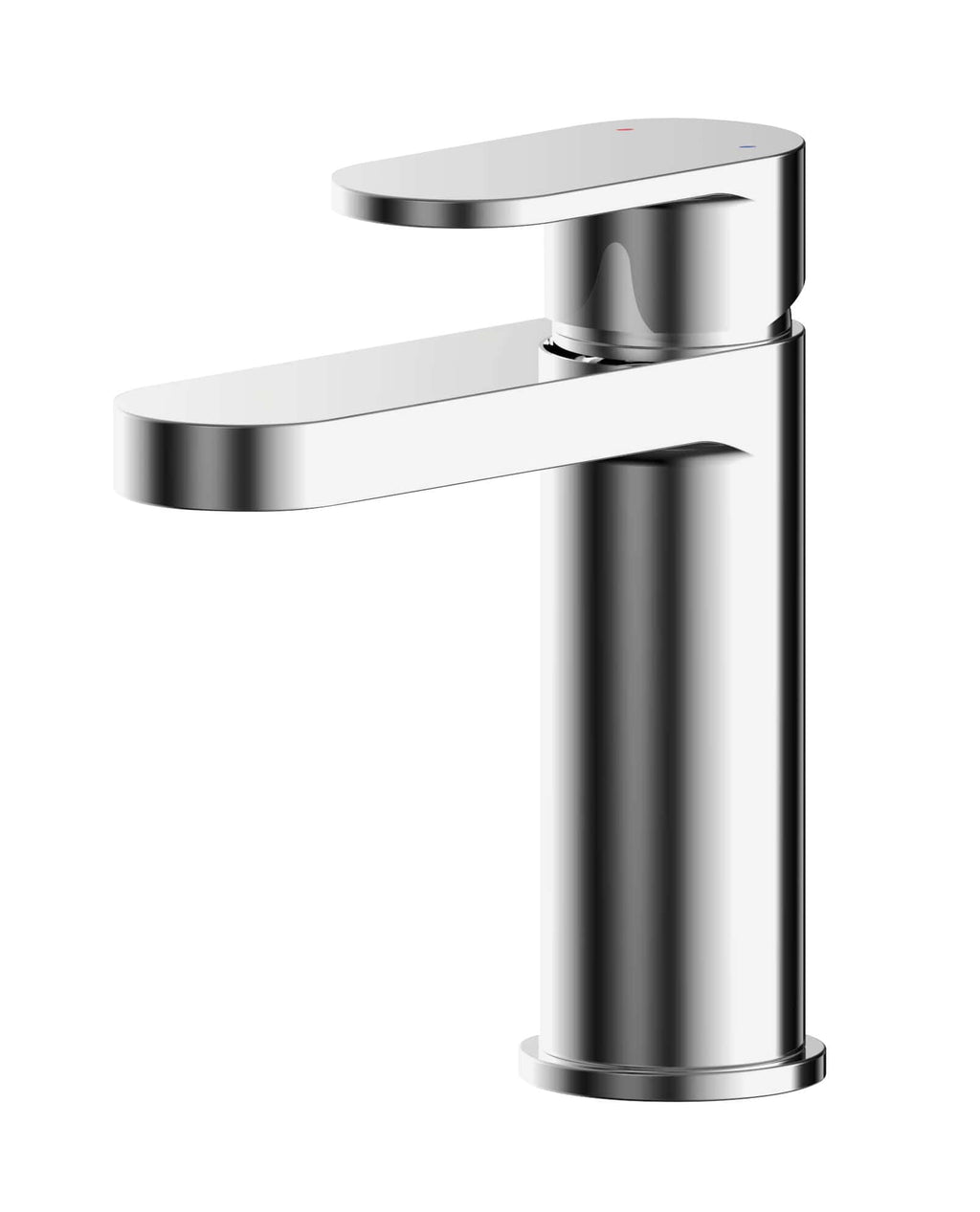 Polished chrome modern bathroom sink faucet with sleek design and single lever handle.