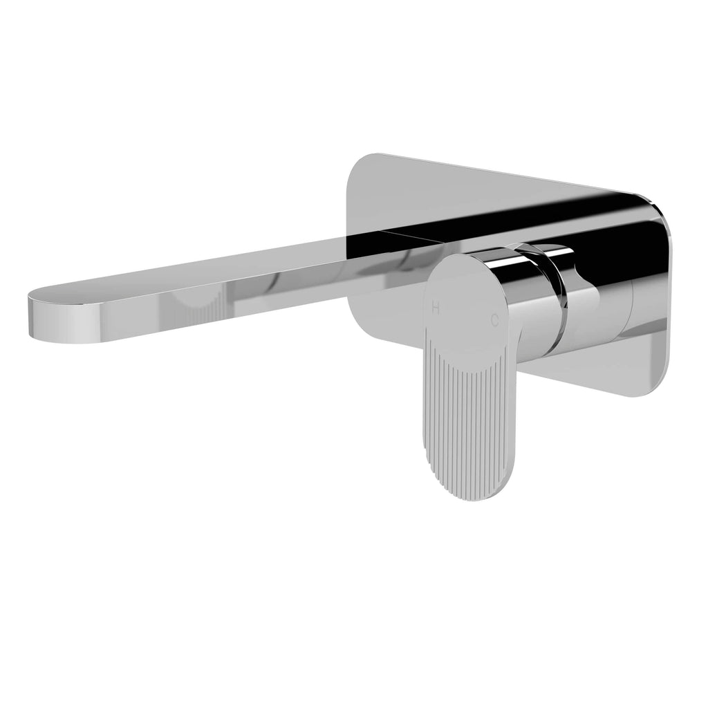 Nuie Cyprus 2 Hole Wall Mounted Basin Mixer Tap With Plate