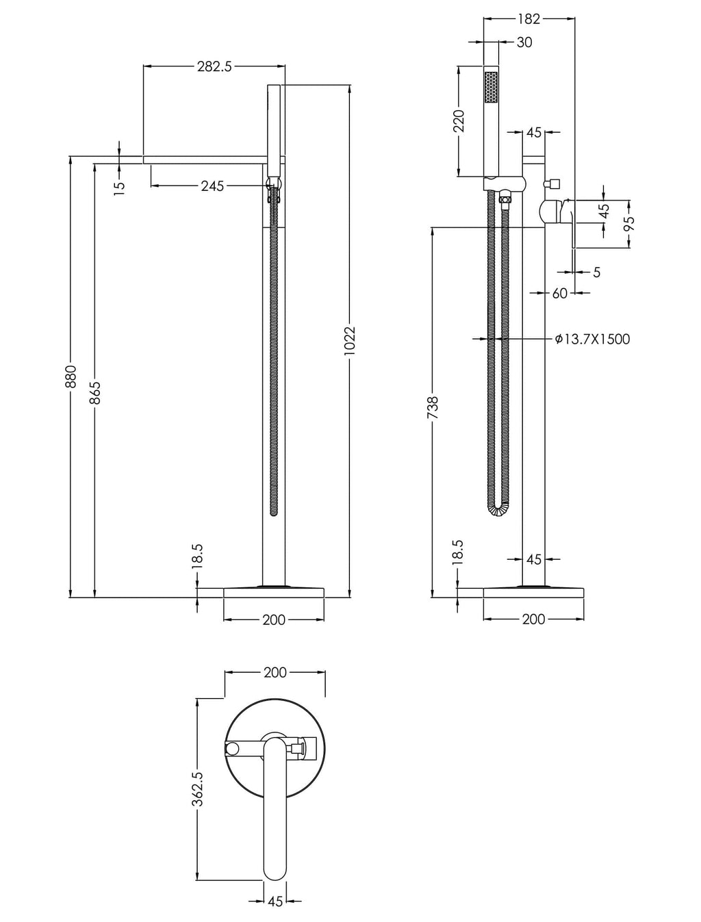 Sleek modern shower panel with adjustable height, hand-held shower head, and built-in thermostatic mixer for a luxurious bathroom upgrade. Designed for durability and style in contemporary bathrooms.