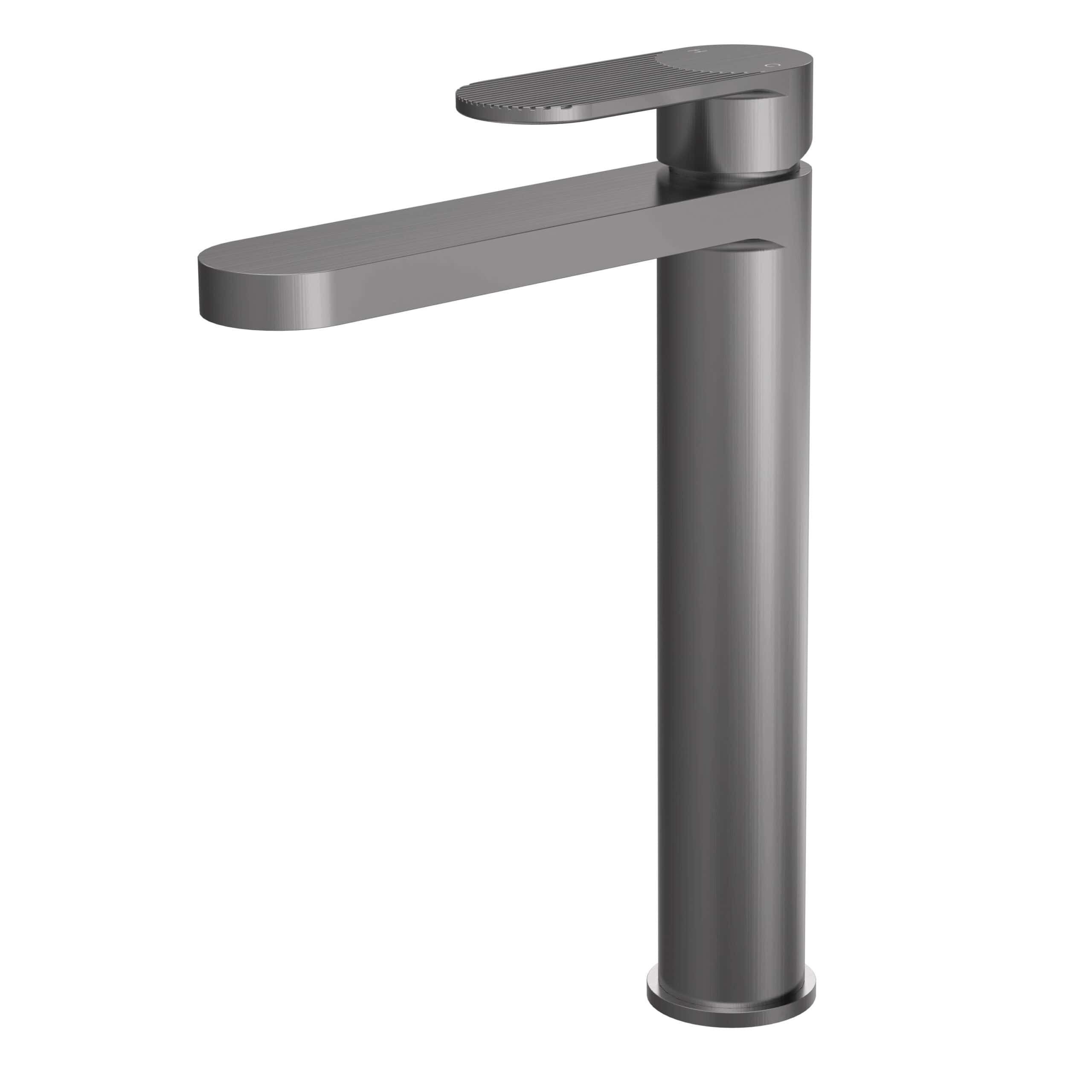 Sleek stainless steel bathroom mixer tap with modern minimalist design, ideal for contemporary bathrooms, providing high functionality and stylish appearance.