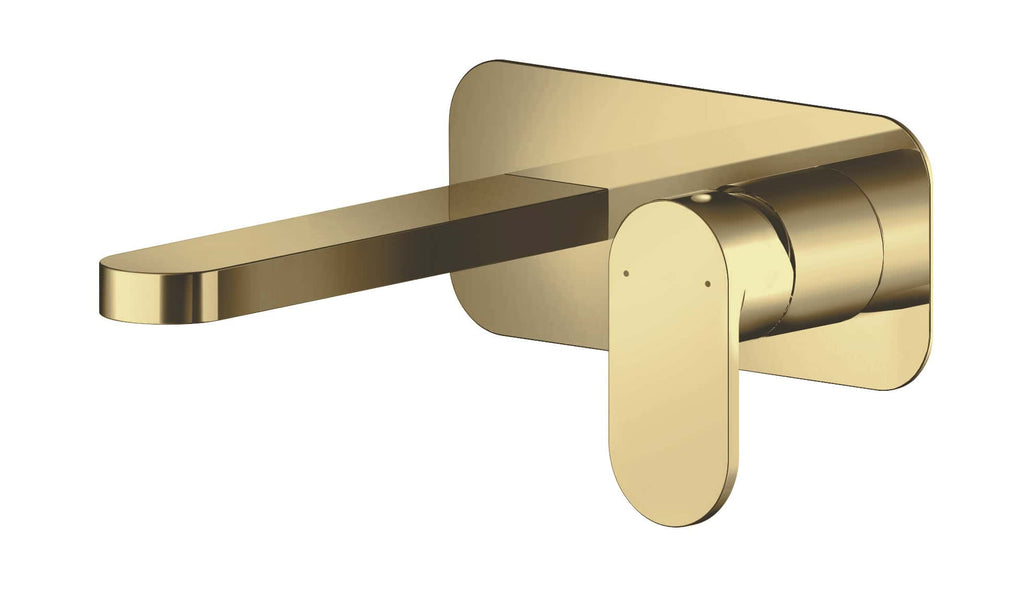Brass modern wall-mounted bathroom tap for stylish and functional plumbing fixtures.
