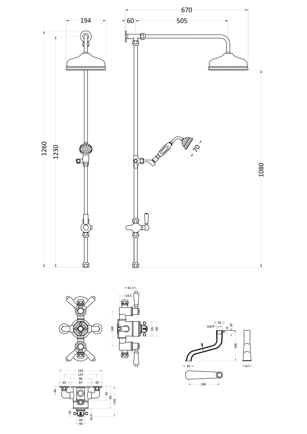 Shower system with overhead rain shower and adjustable handheld shower head, perfect for modern bathroom designs and luxury shower installations.