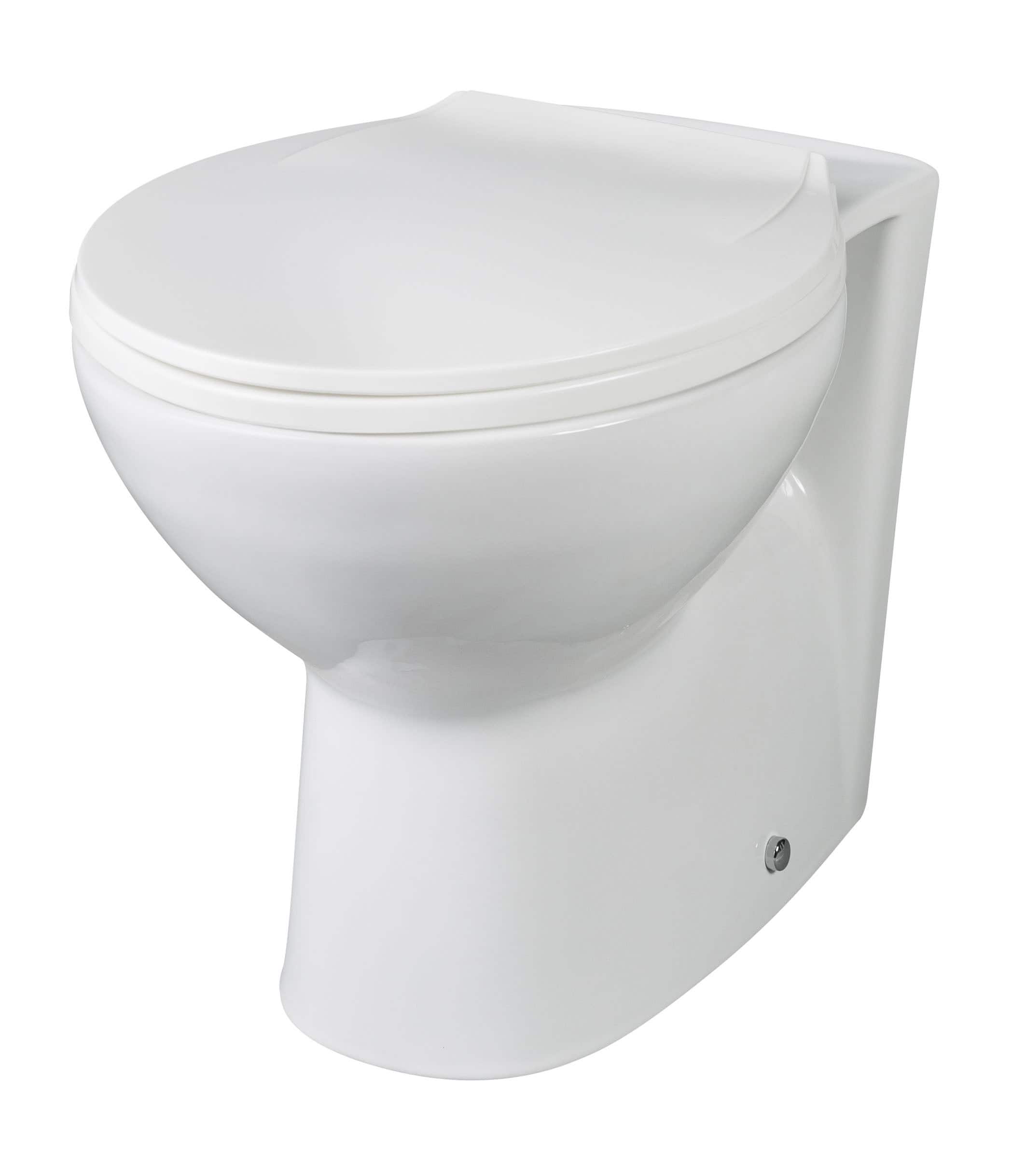 Toilet with modern design and soft-close lid, ideal for contemporary bathrooms. Durable ceramic material, easy to clean and install for a sleek bathroom upgrade. Perfect for bathroom renovation or replacement projects.