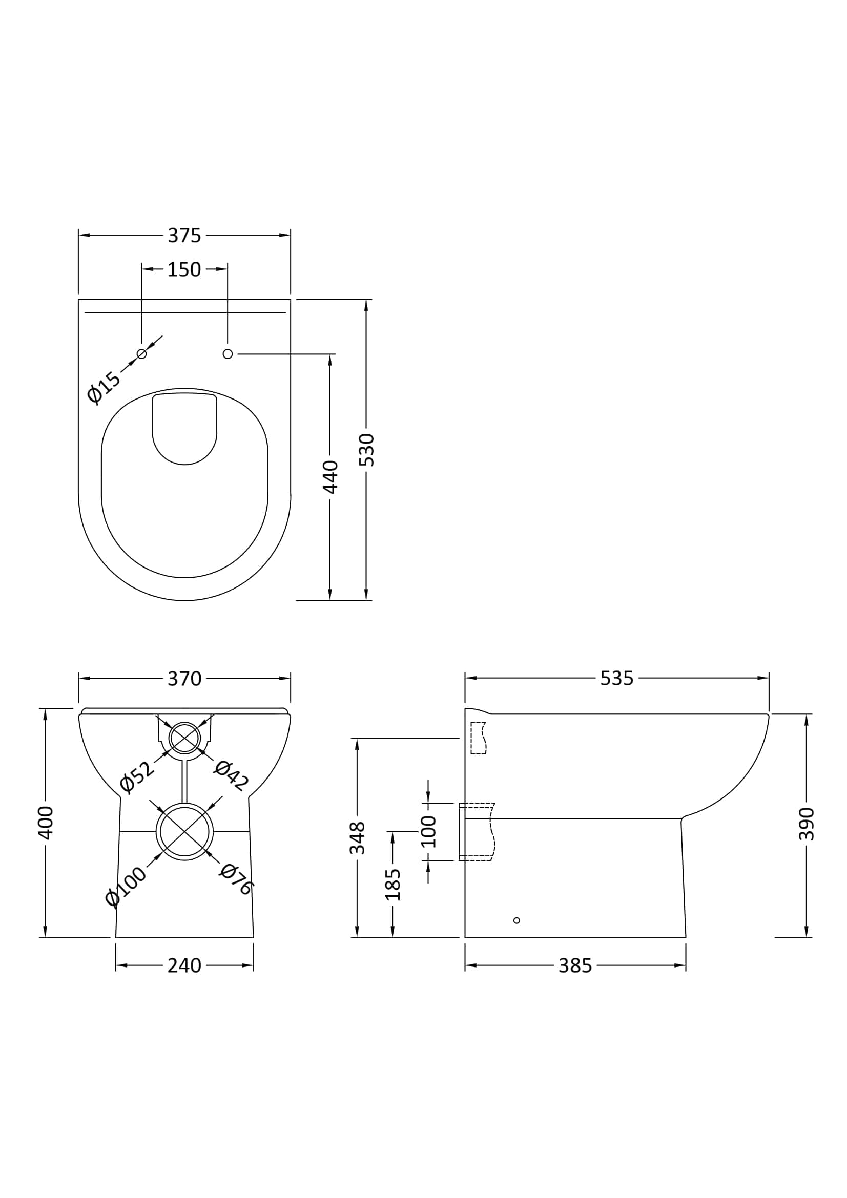 Sleek modern bidet with precise technical specifications, ideal for contemporary bathrooms, featuring detailed dimensions and installation guidelines for optimal bathroom design.