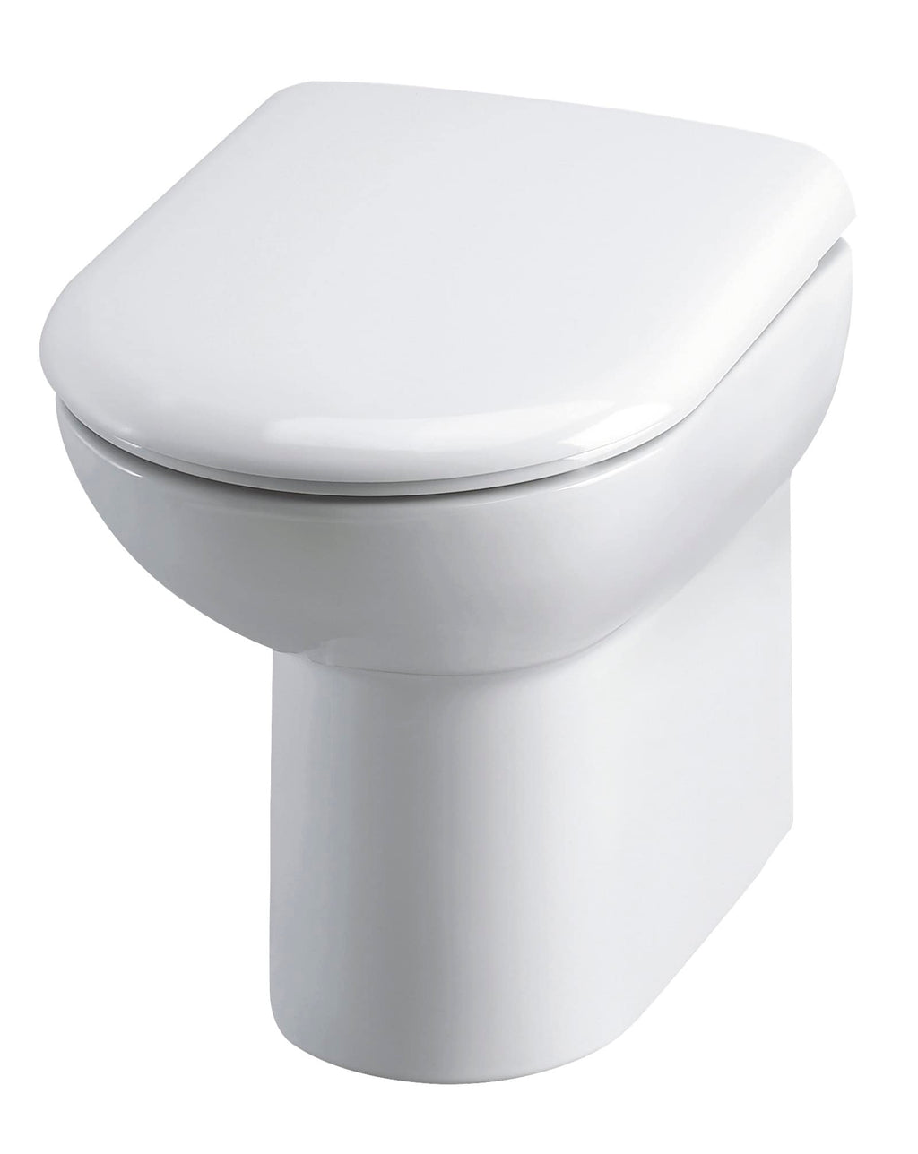 Modern white close-coupled toilet with soft-close seat, ideal for contemporary bathroom designs.