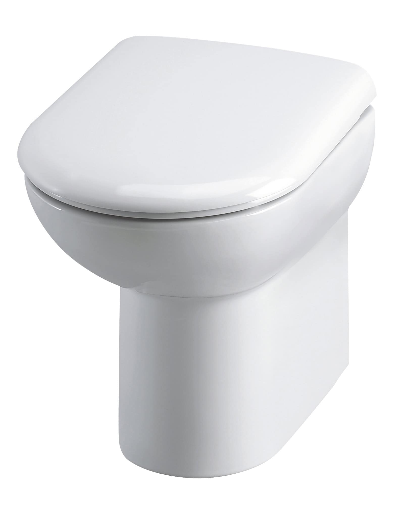 Modern white close-coupled toilet with soft-close seat, ideal for contemporary bathroom designs.